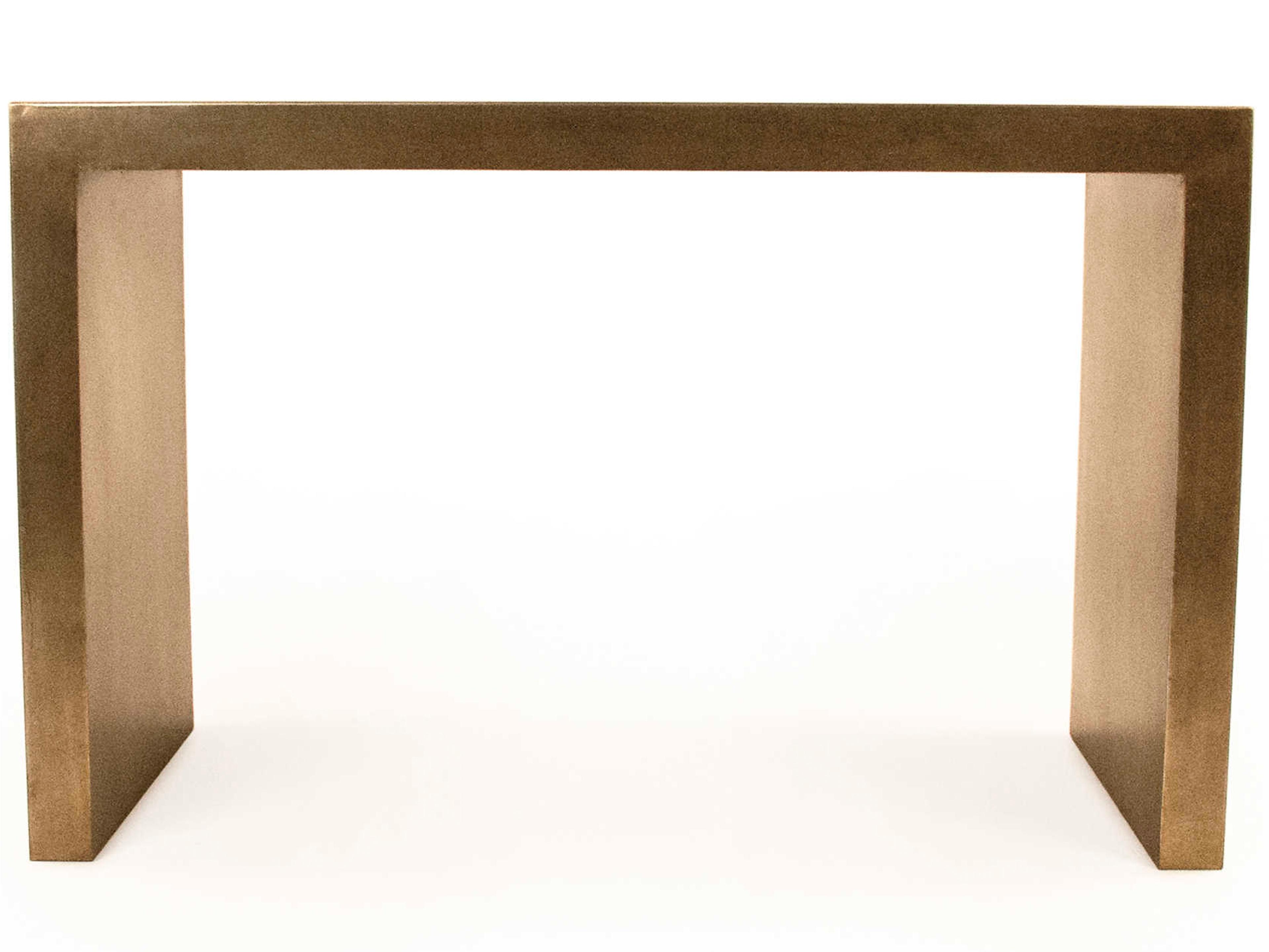 Zentique Rectangular Metal Distressed Gold Console Table