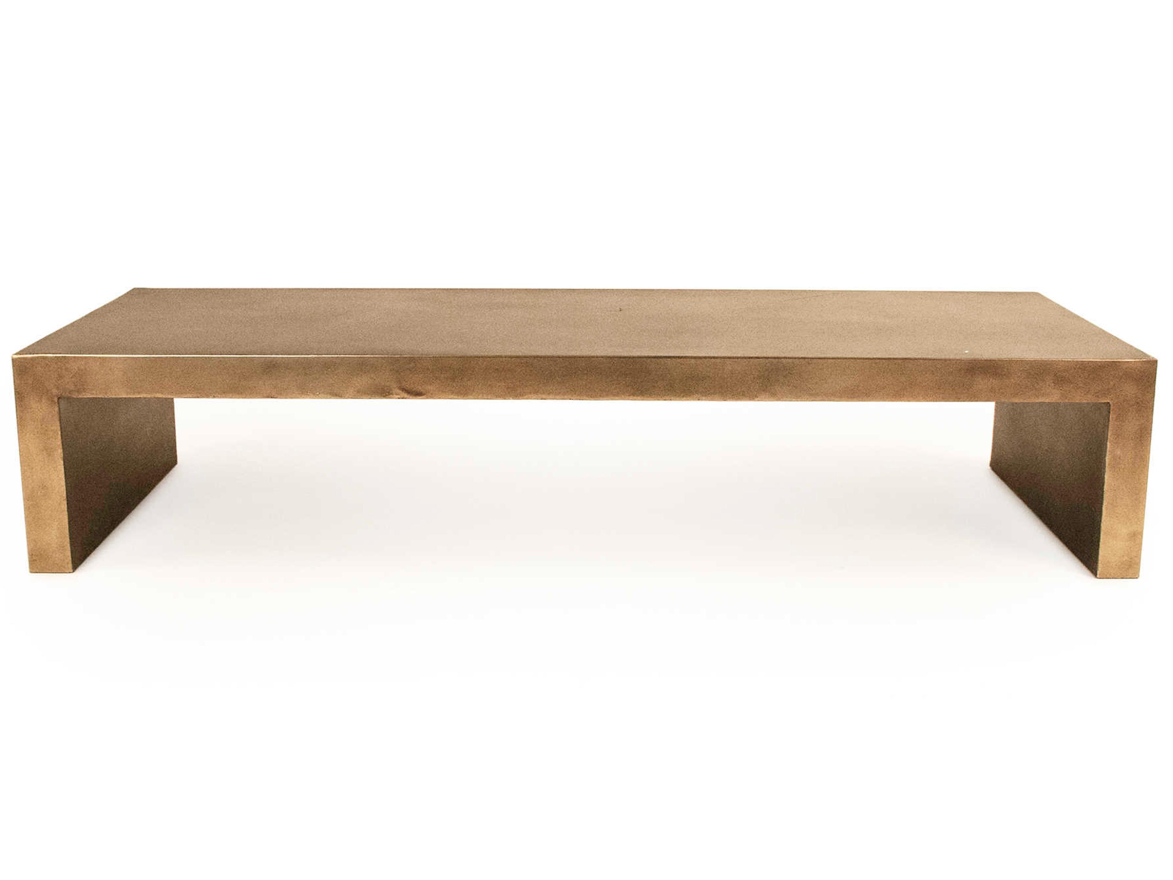 Zentique Rectangular Metal Distressed Gold Coffee Table