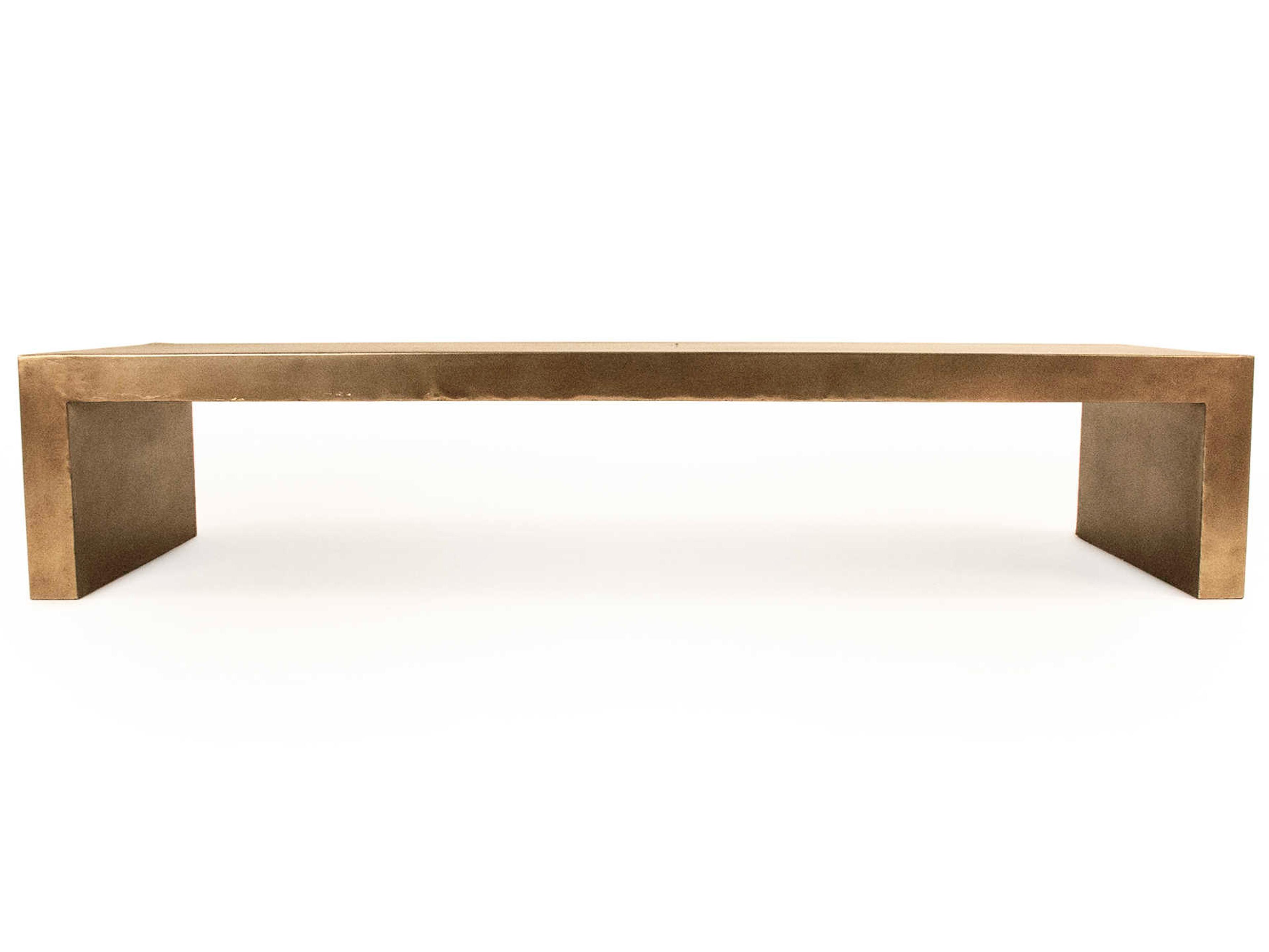 Zentique Rectangular Metal Distressed Gold Coffee Table