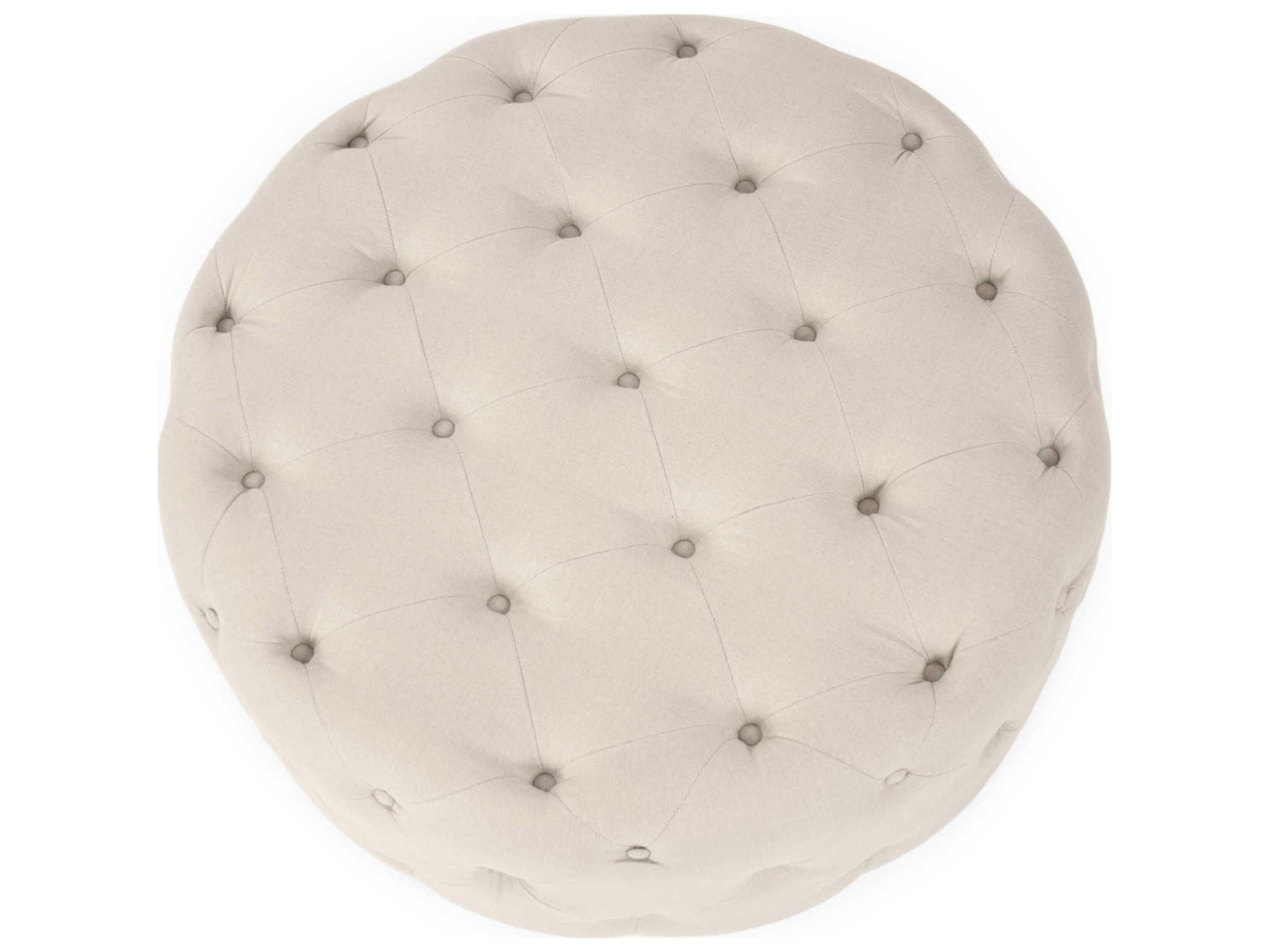 Zentique Natural Linen Cream Upholstered Tufted Ottoman