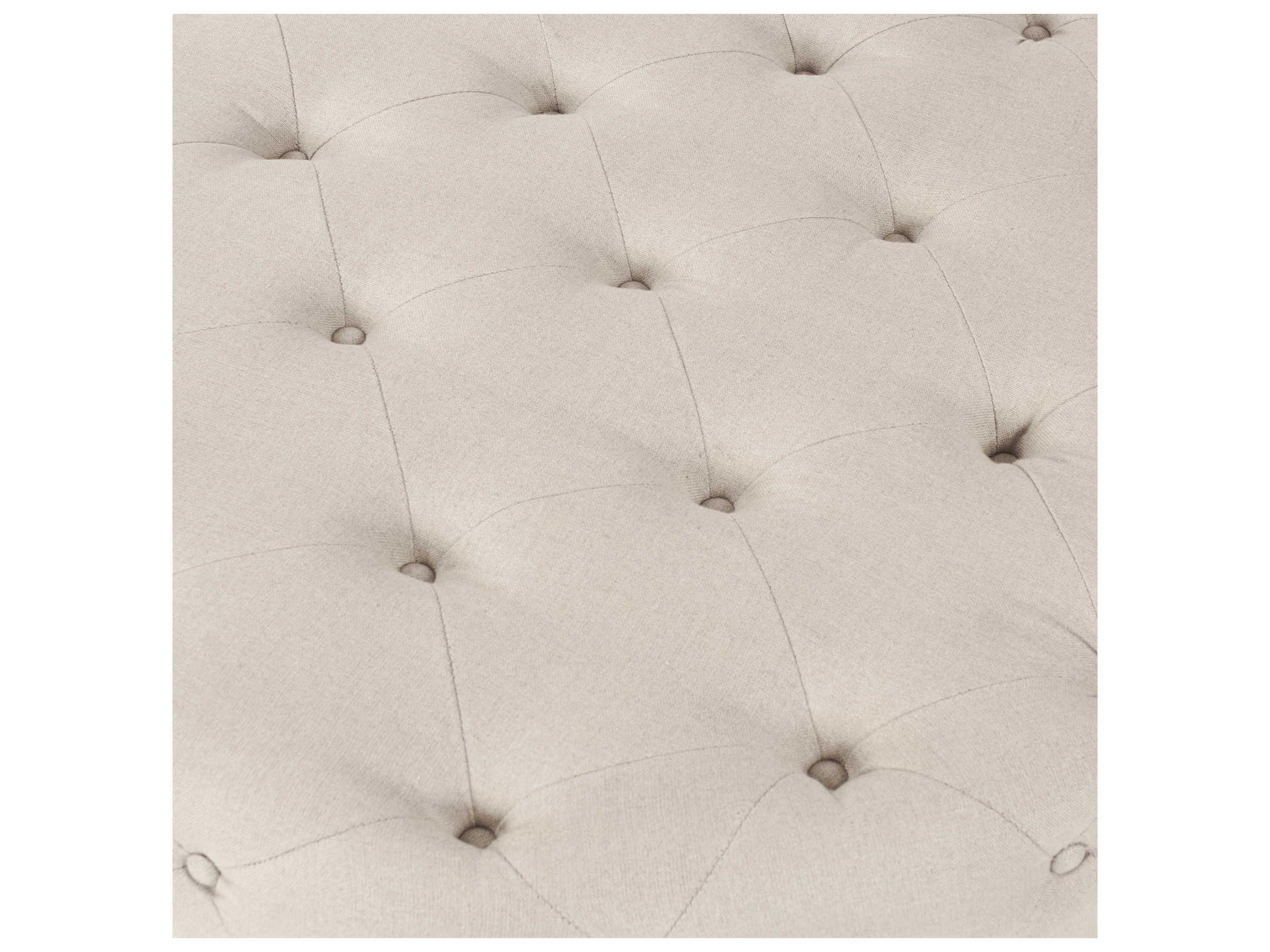 Zentique Natural Linen Cream Upholstered Tufted Ottoman