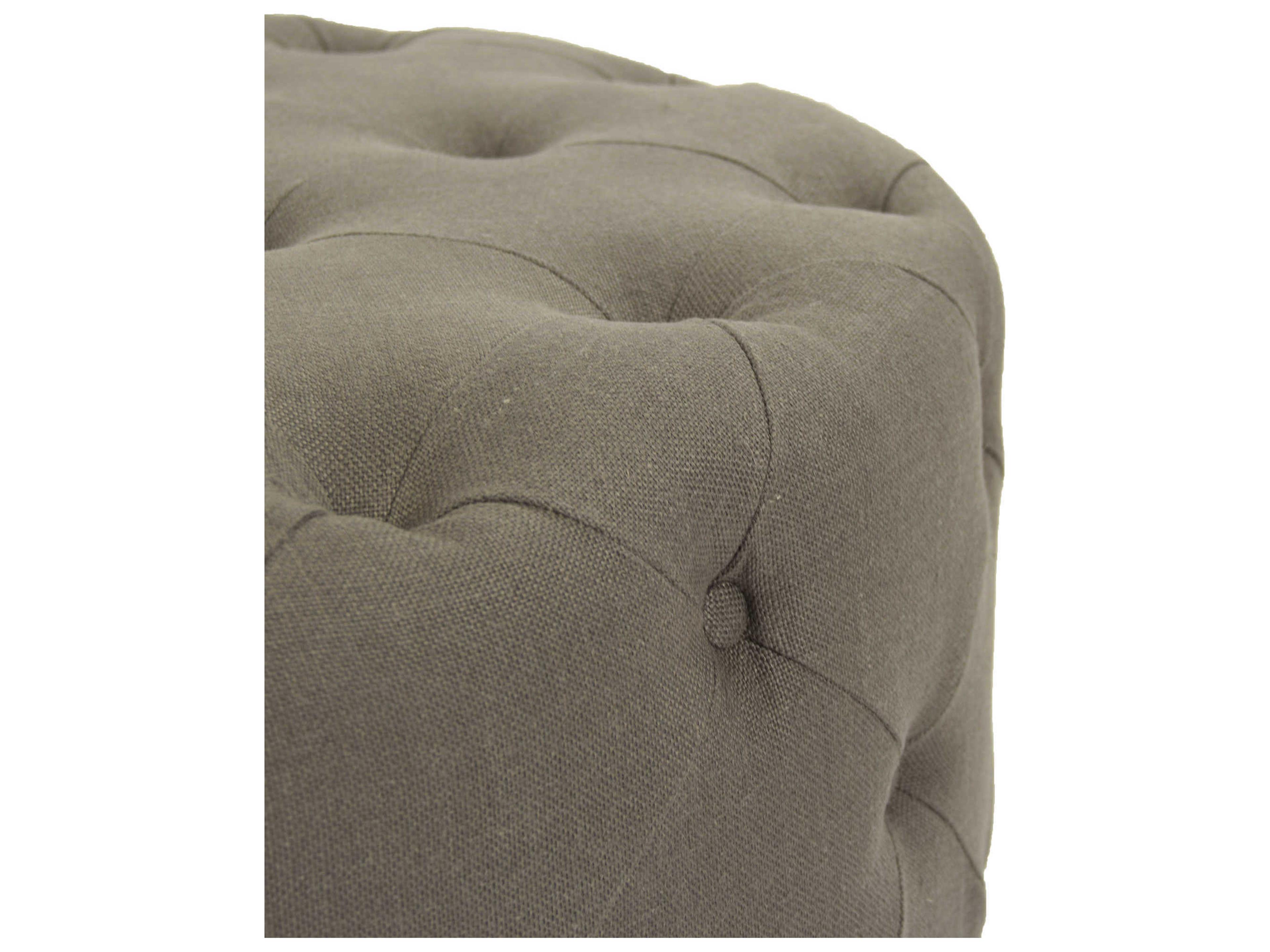 Zentique Grey Linen Upholstered Tufted Ottoman