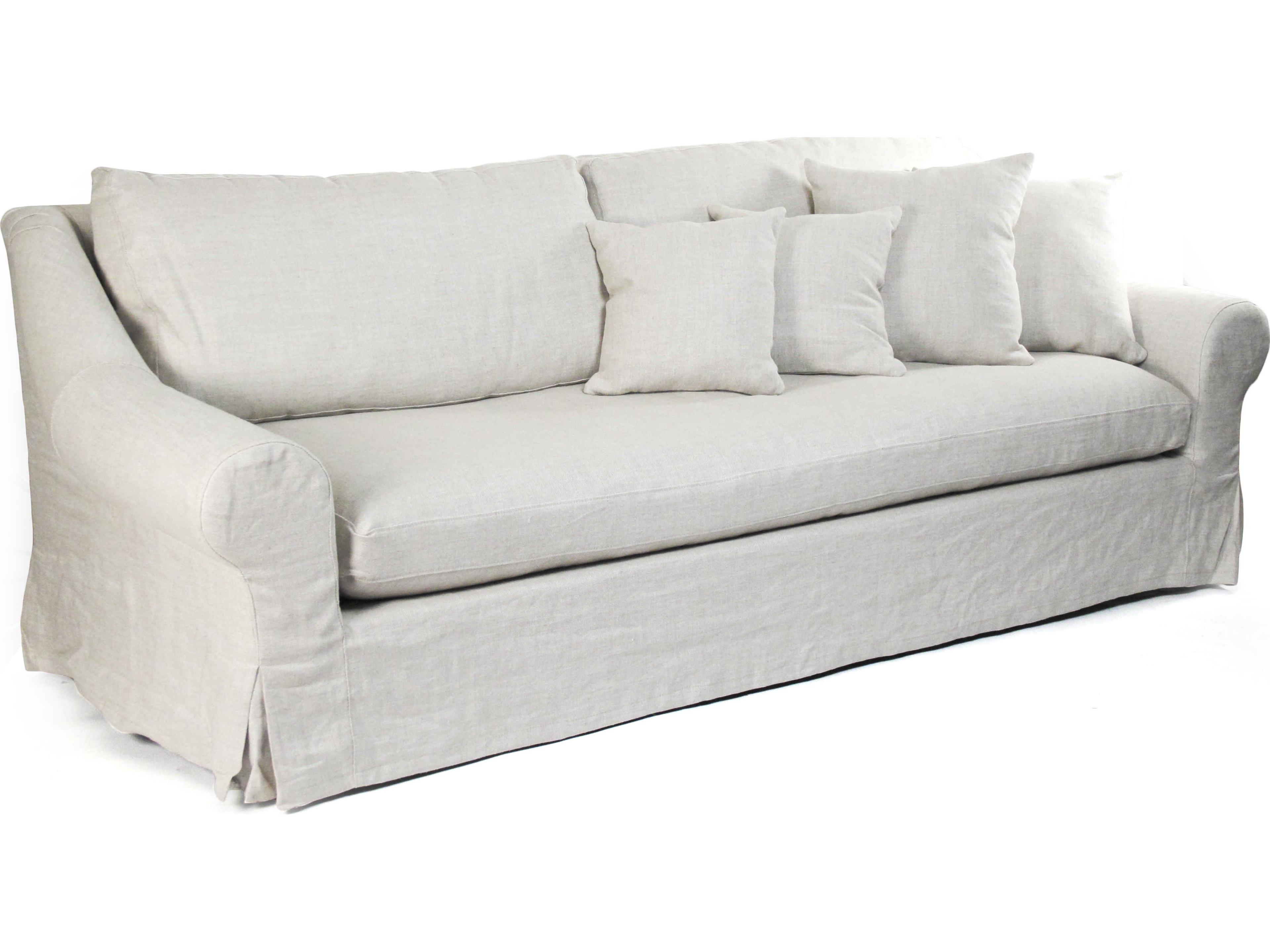 Bert Limed Grey Oak Cream Natural Linen Upholstered Sofa