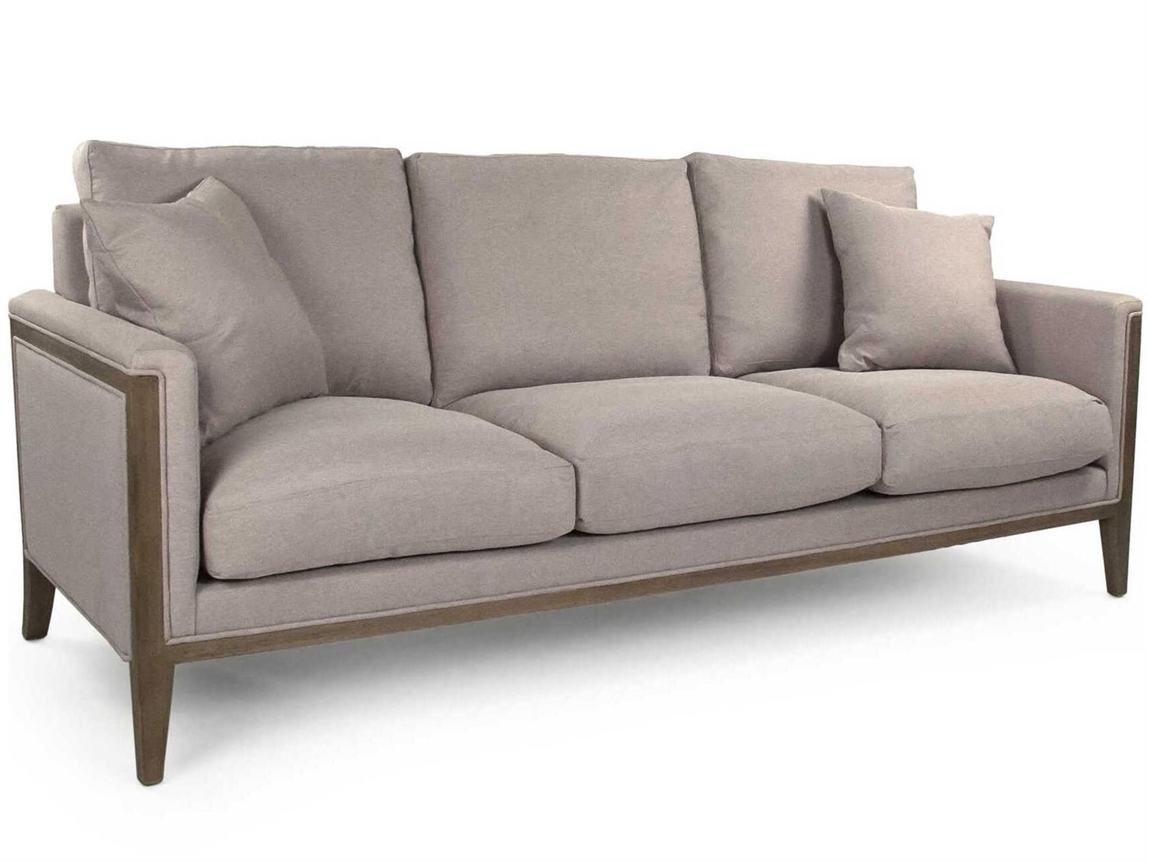 Natural Beech Taupe Cotton Gray Upholstered Sofa