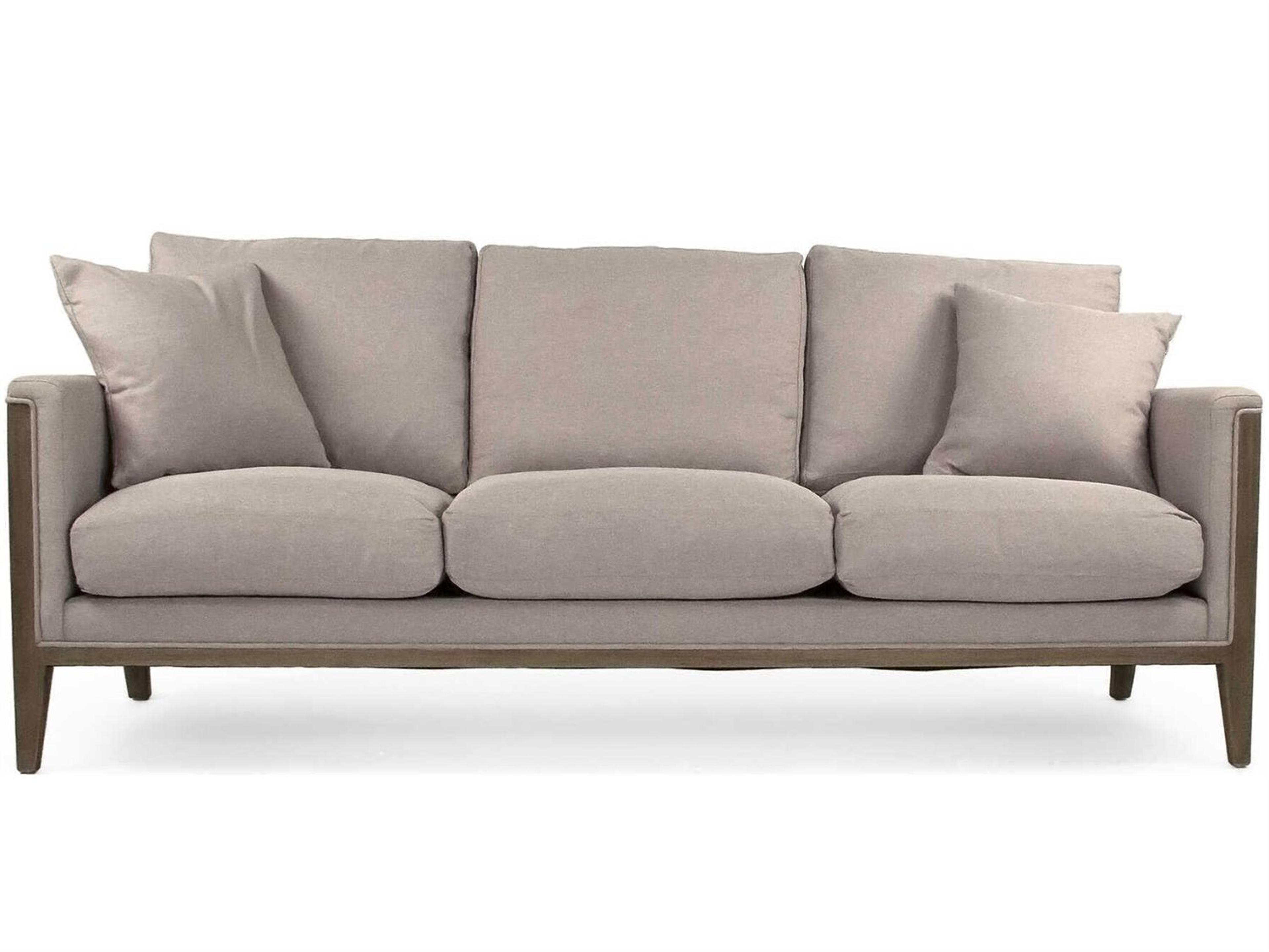 Zentique Natural Beech Taupe Cotton Gray Upholstered Sofa
