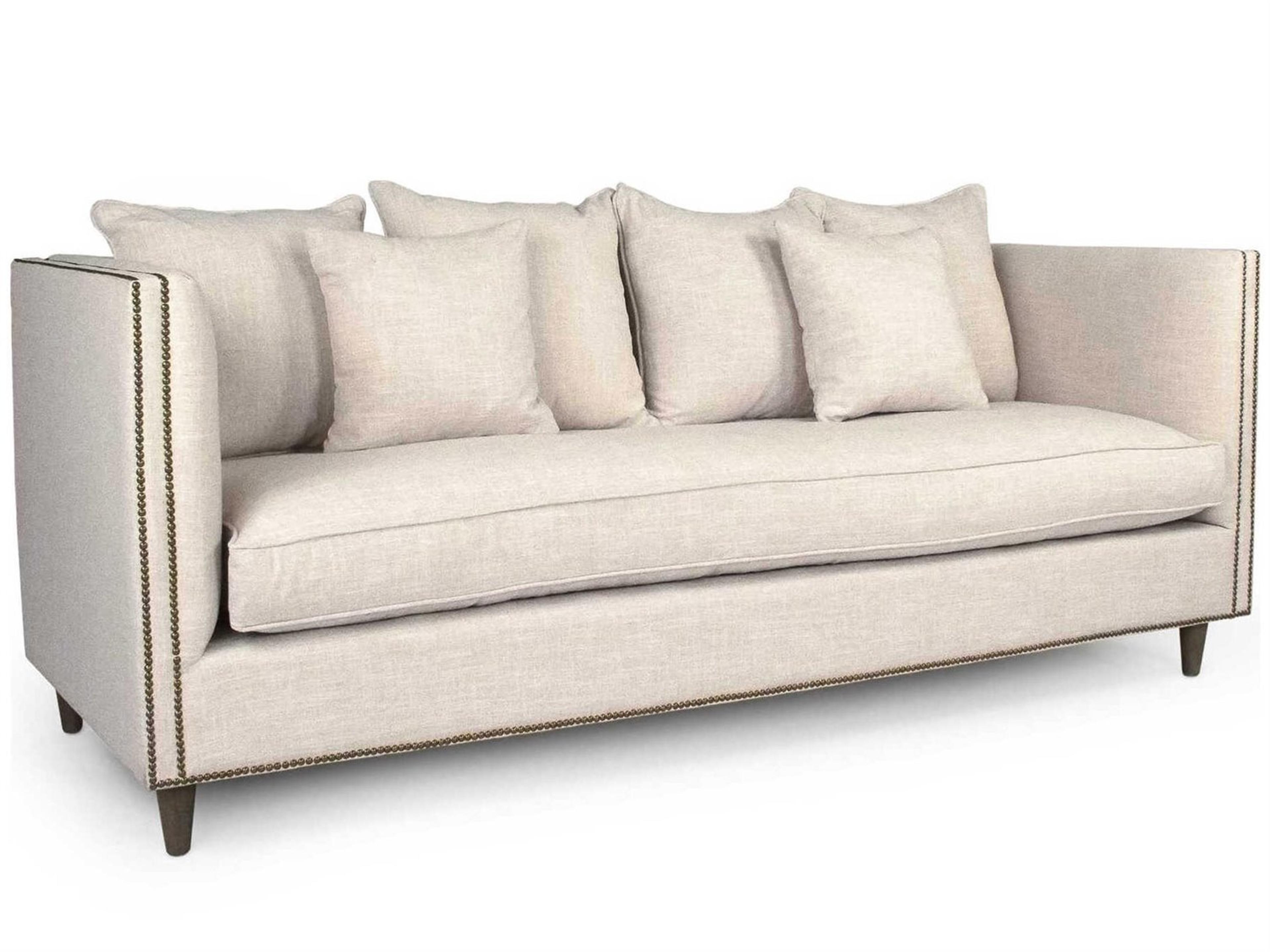 Natural Beech Light Beige Cotton Upholstered Sofa