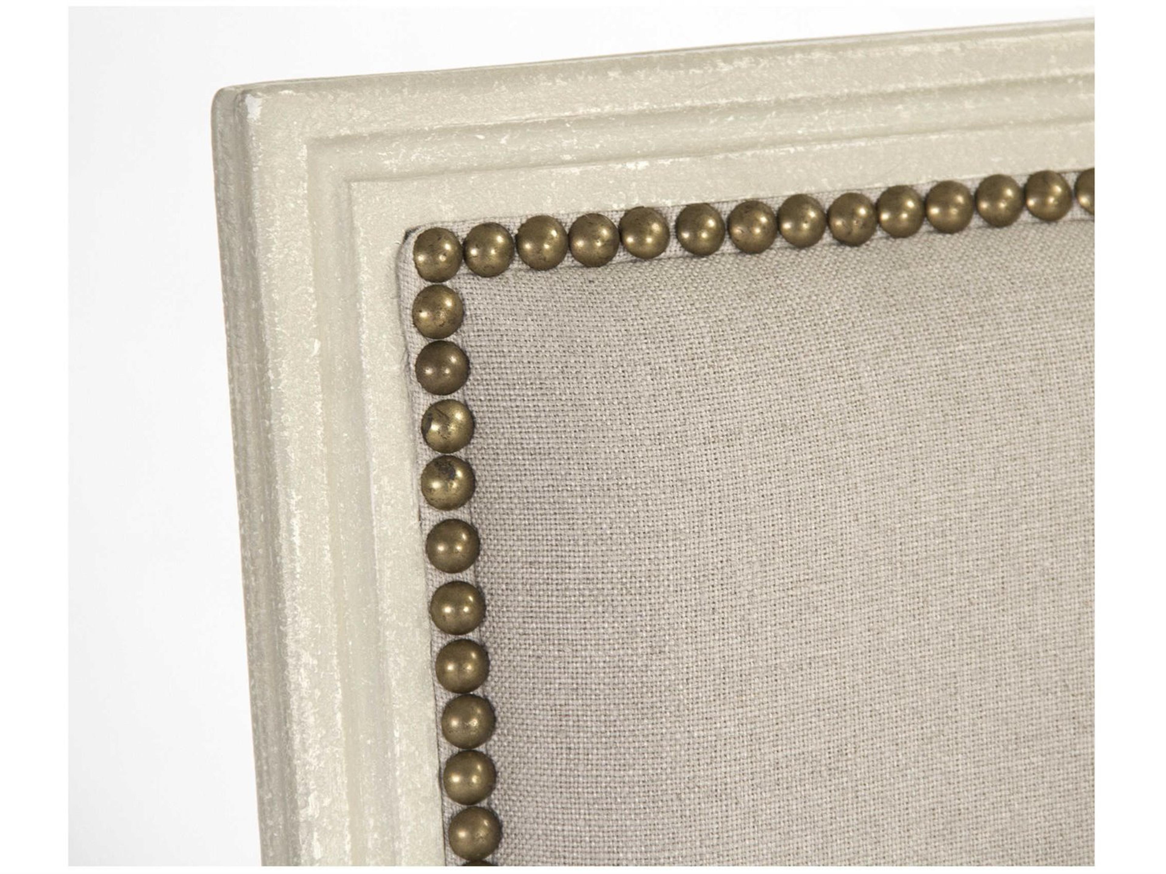 Zentique Louis Oak Wood Gray Upholstered Side Dining Chair