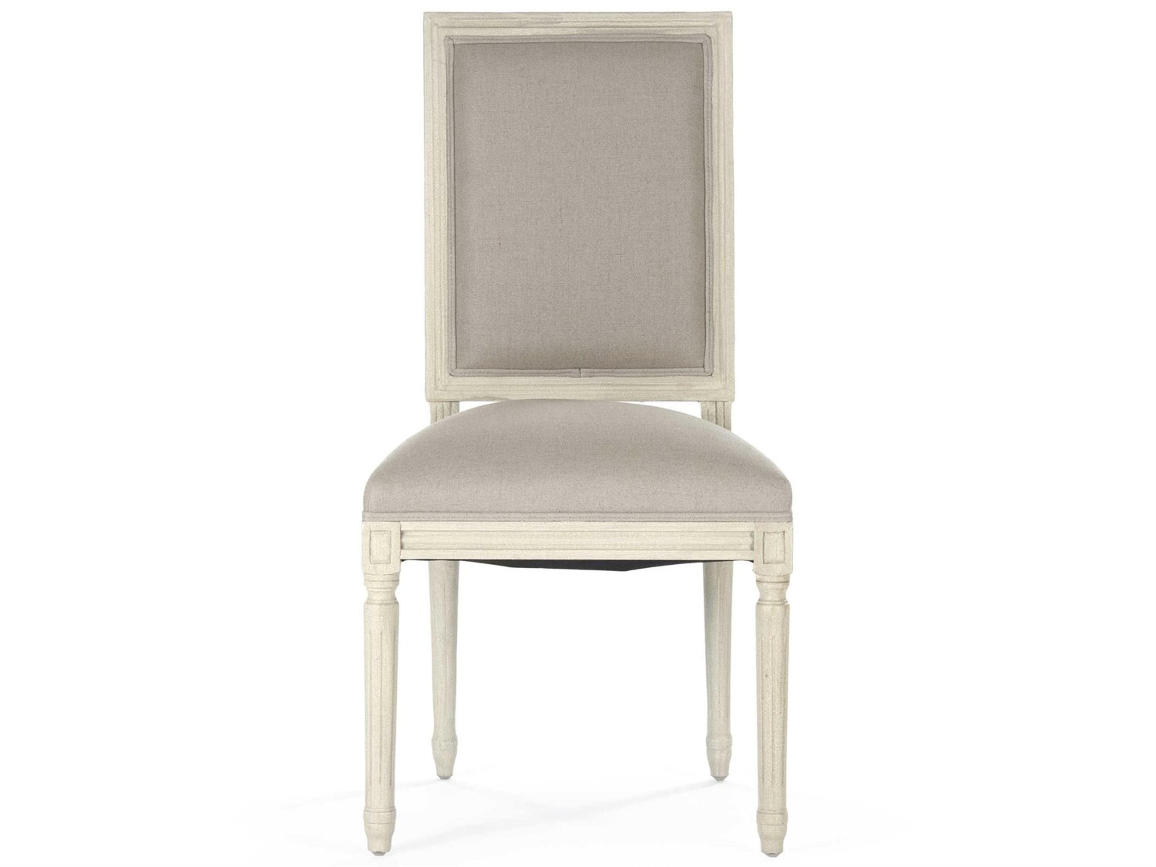 Zentique Louis Tufted Oak Wood Gray Upholstered Side Dining Chair