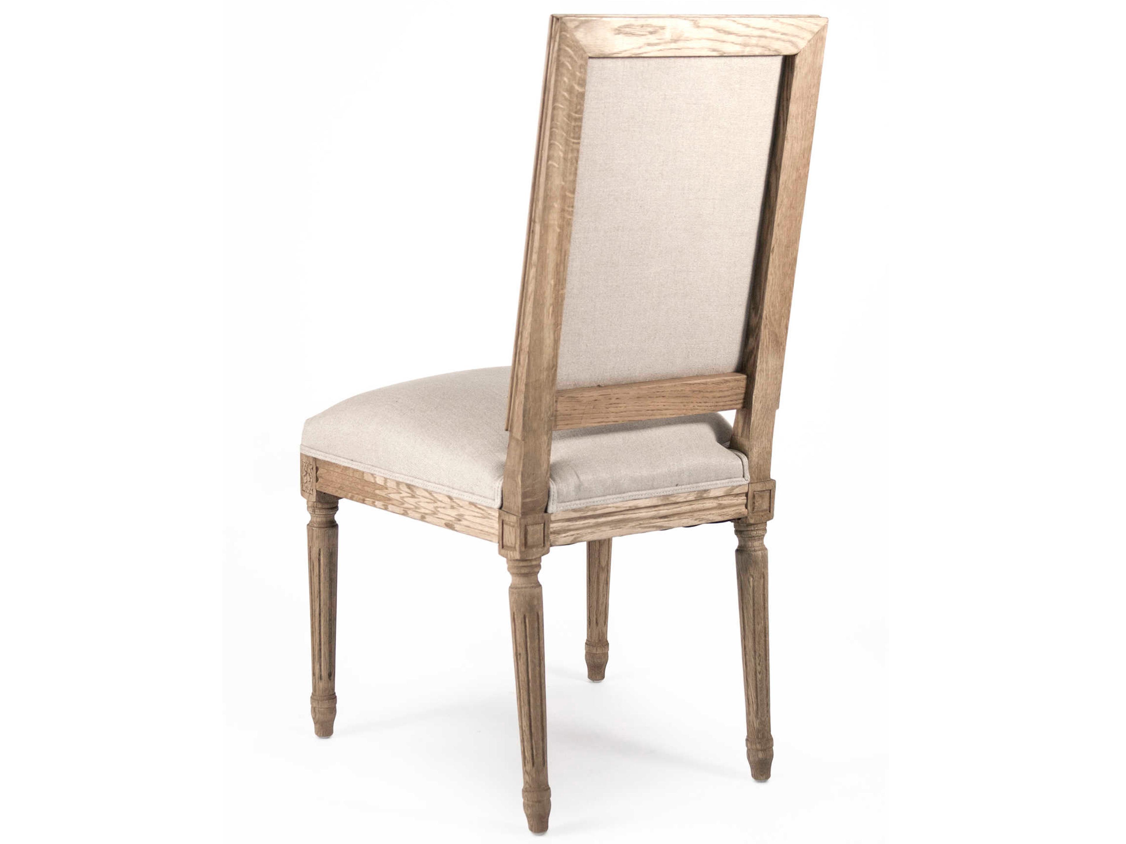 Zentique Louis Tufted Oak Wood Beige Upholstered Side Dining Chair