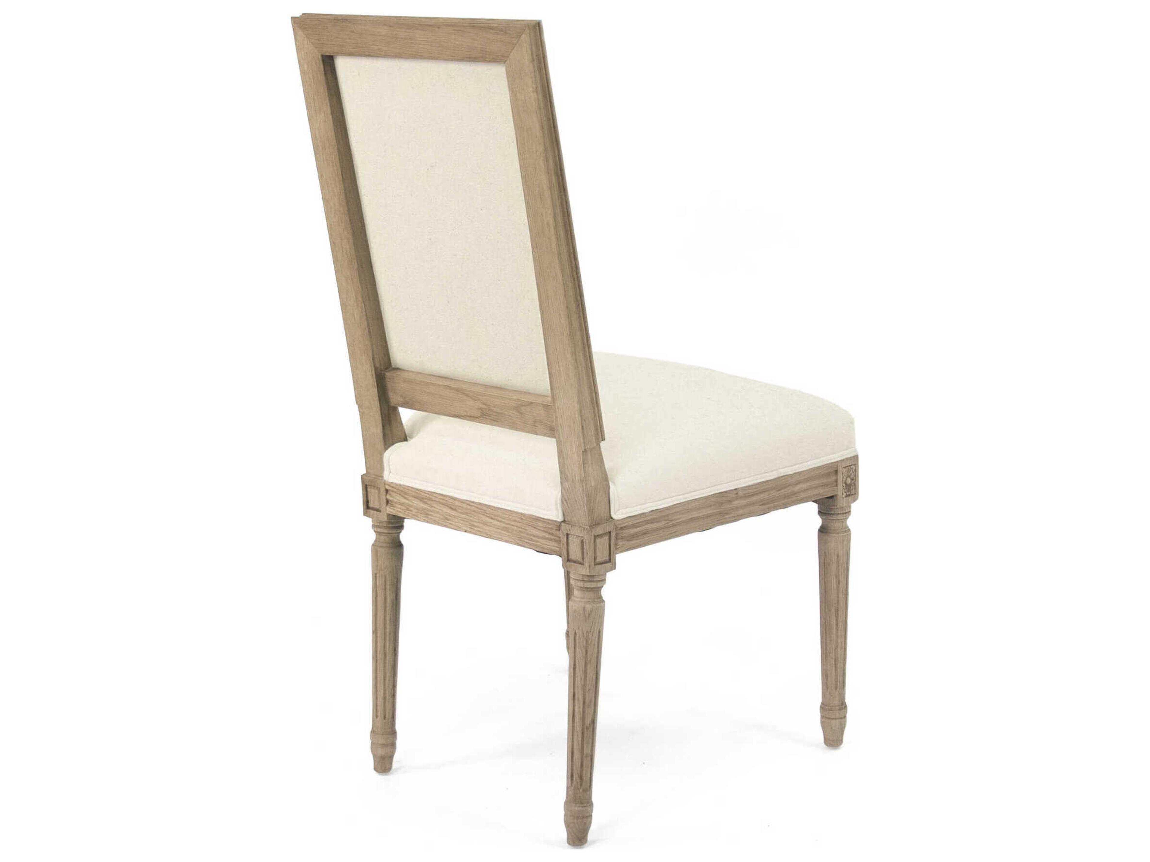 Zentique Louis Oak Wood White Upholstered Armless Dining Chair
