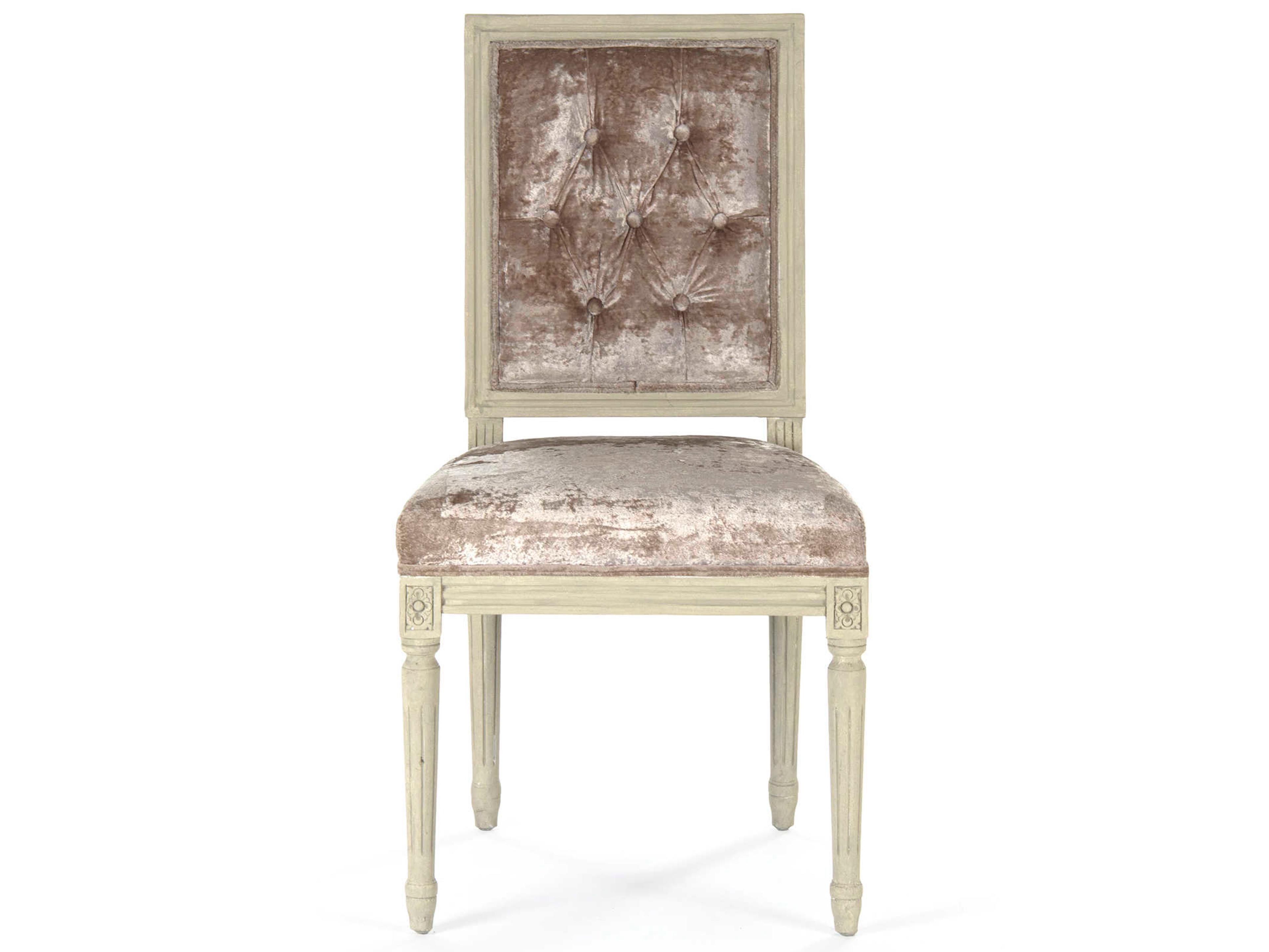 Zentique Louis Birch Wood Gray Upholstered Side Dining Chair