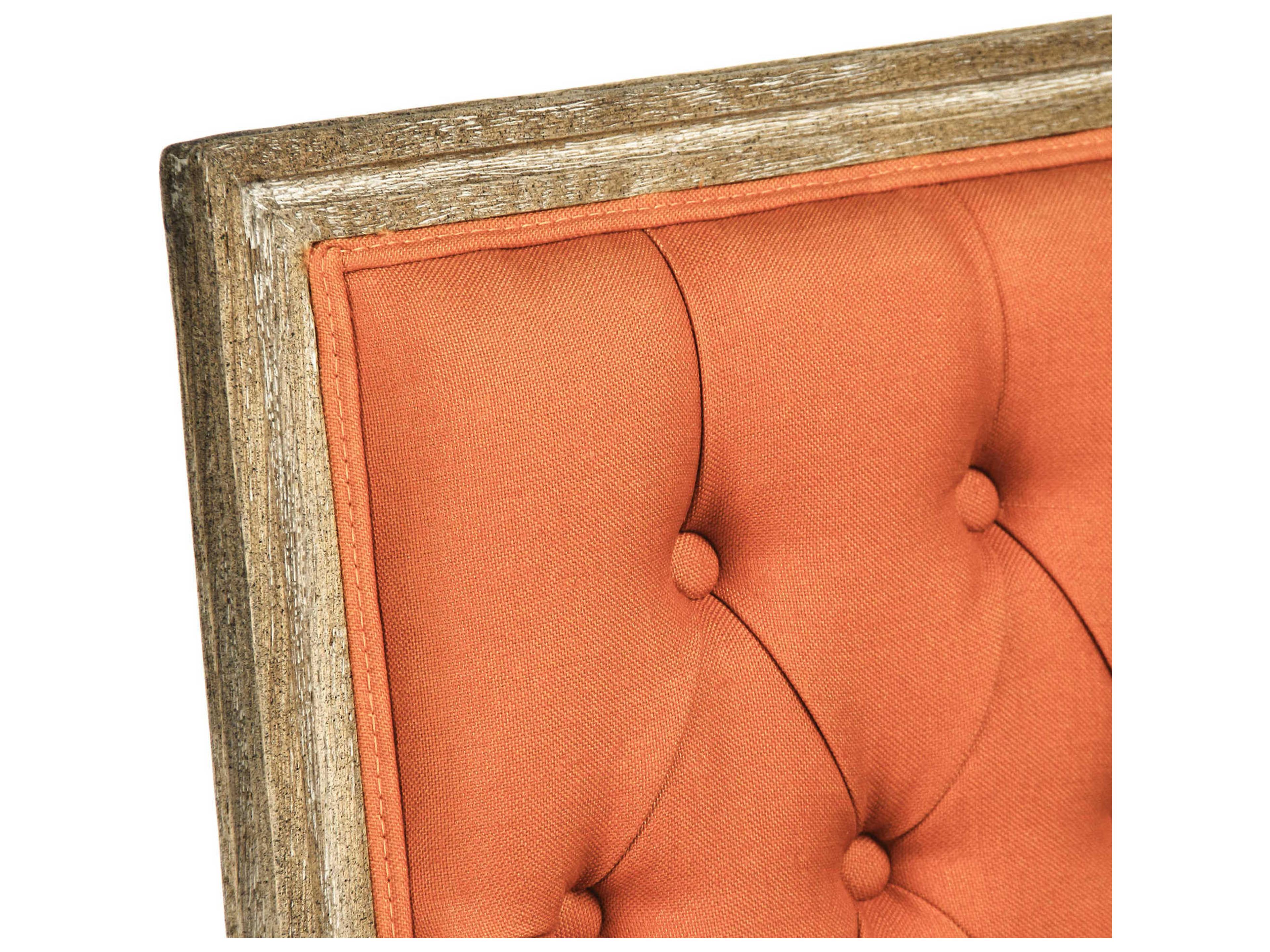 Zentique Louis Oak Wood Orange Upholstered Side Dining Chair
