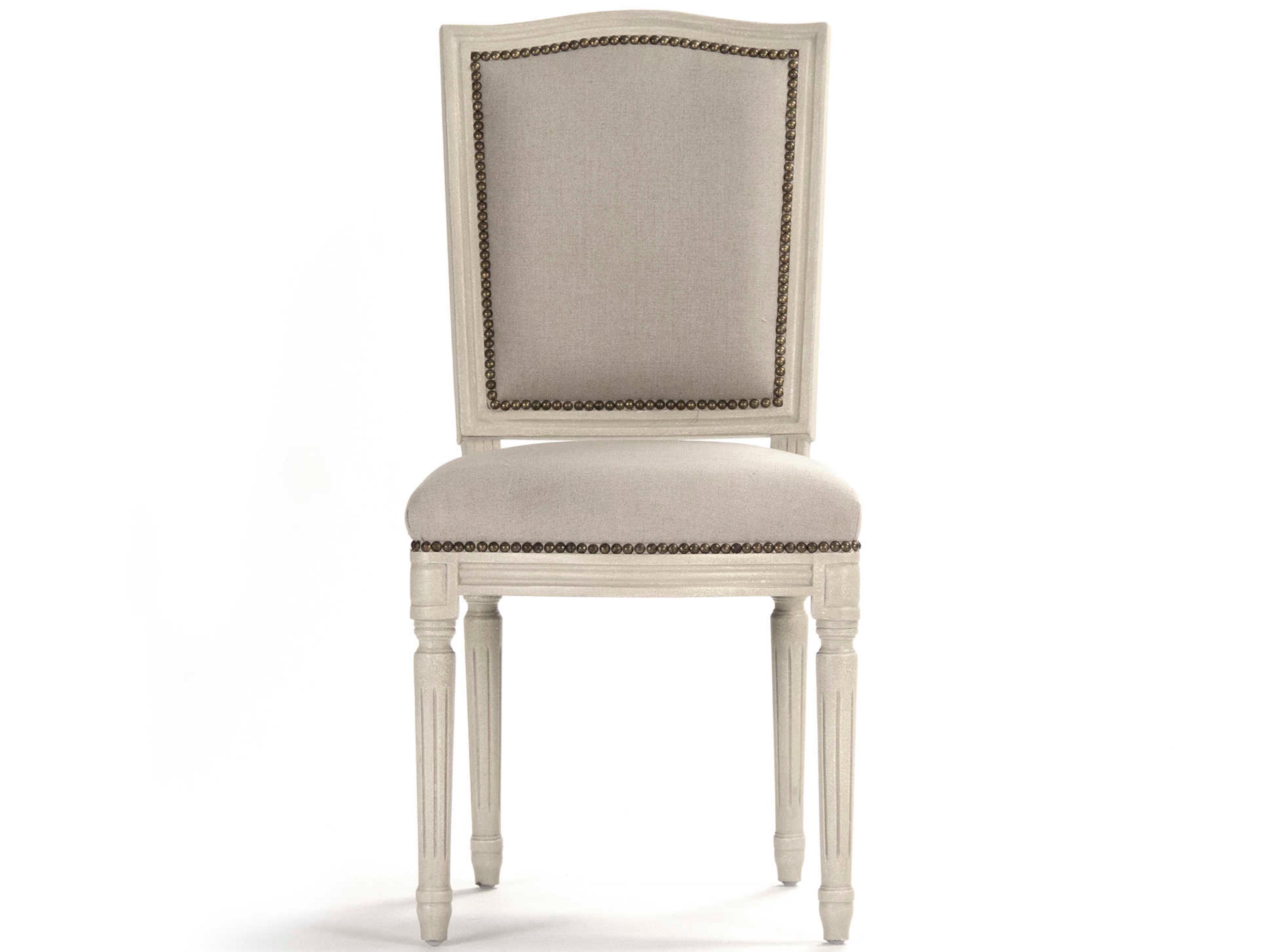 Zentique Birch Wood Beige Upholstered Side Dining Chair