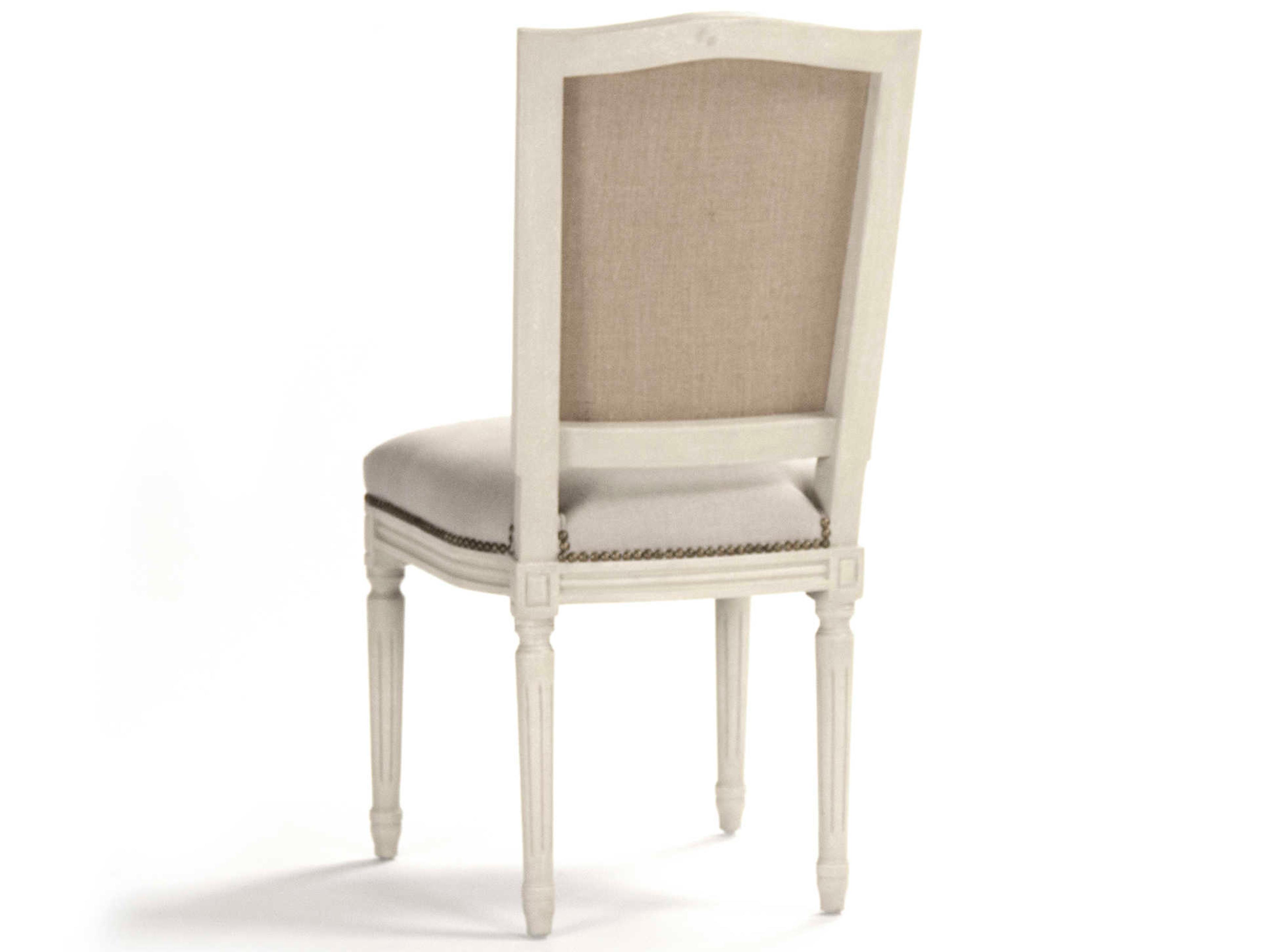 Zentique Birch Wood Beige Upholstered Side Dining Chair