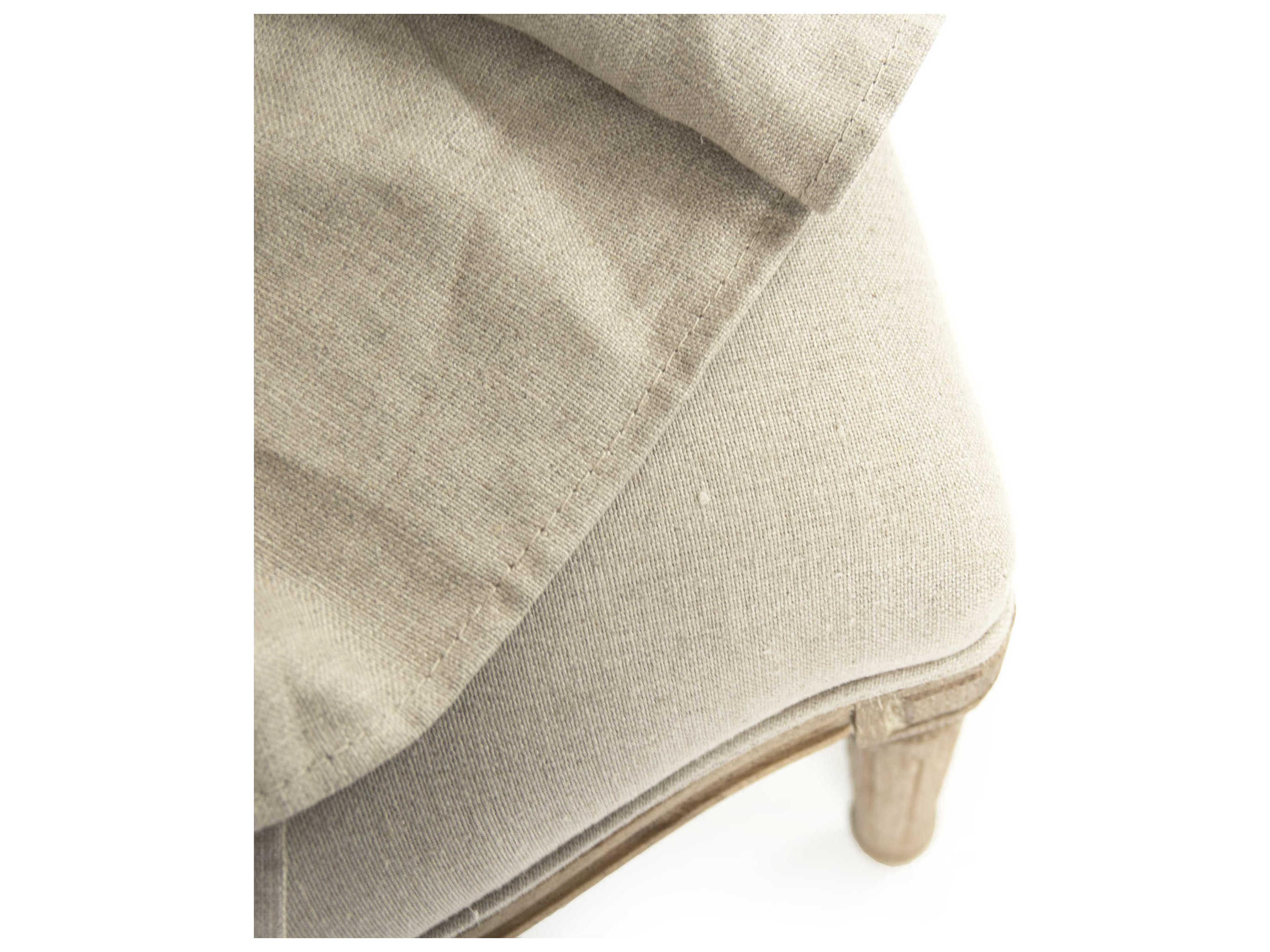 Zentique Oak Wood Beige Upholstered Side Dining Chair