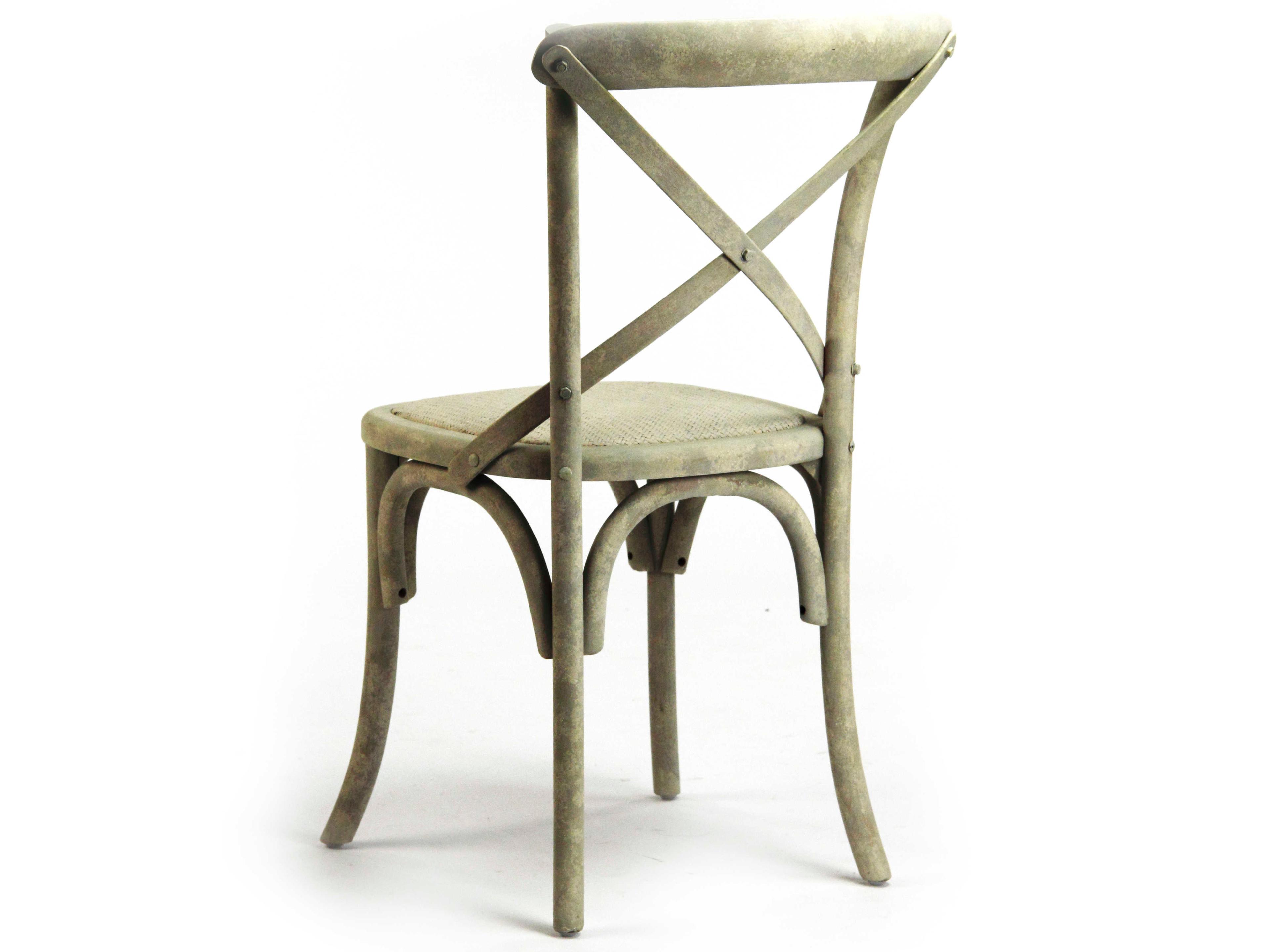 Zentique Parisienne Oak Wood Beige Side Dining Chair