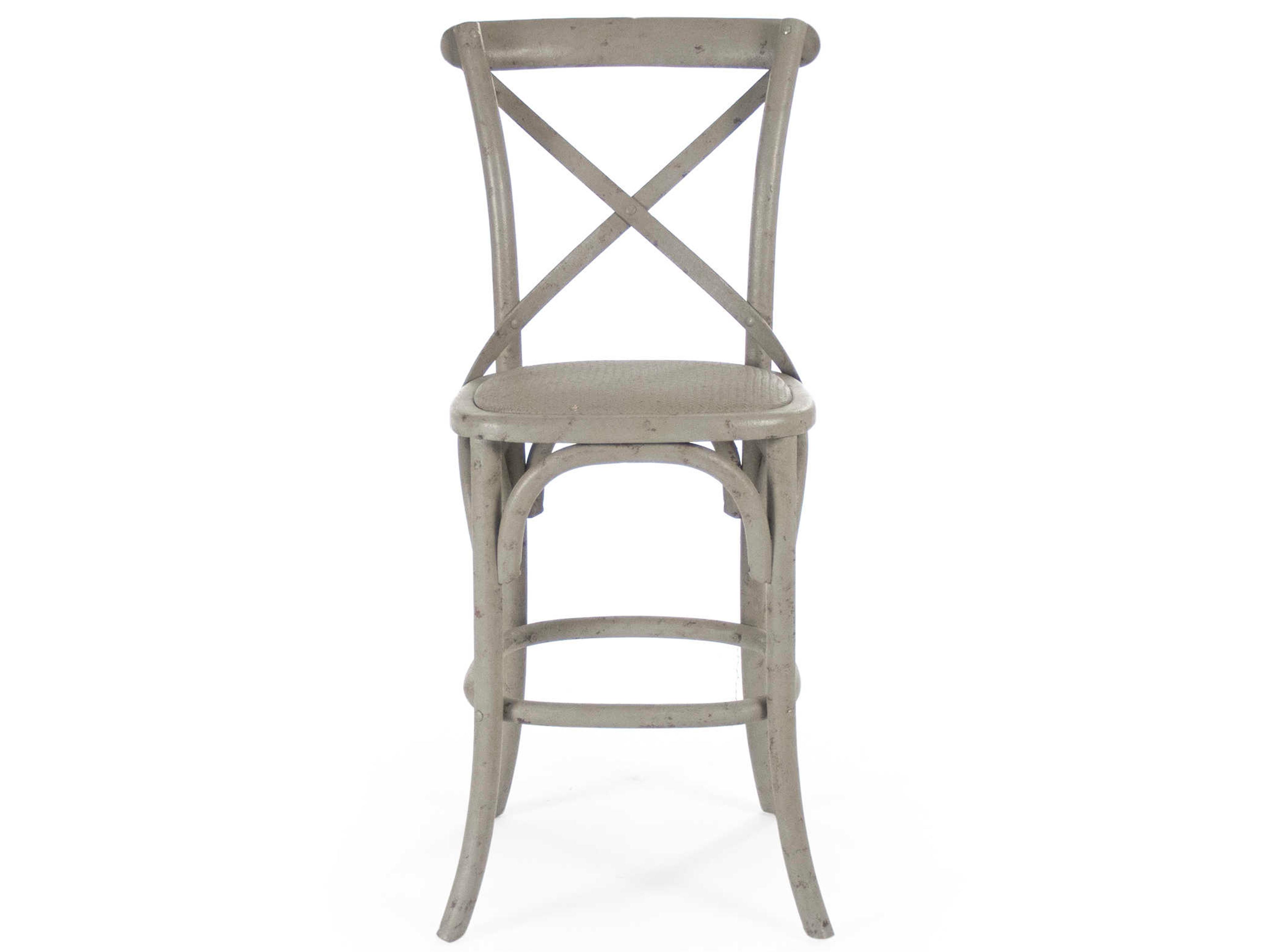 Zentique Parisienne Birch Wood Faux Olive Green Counter Stool