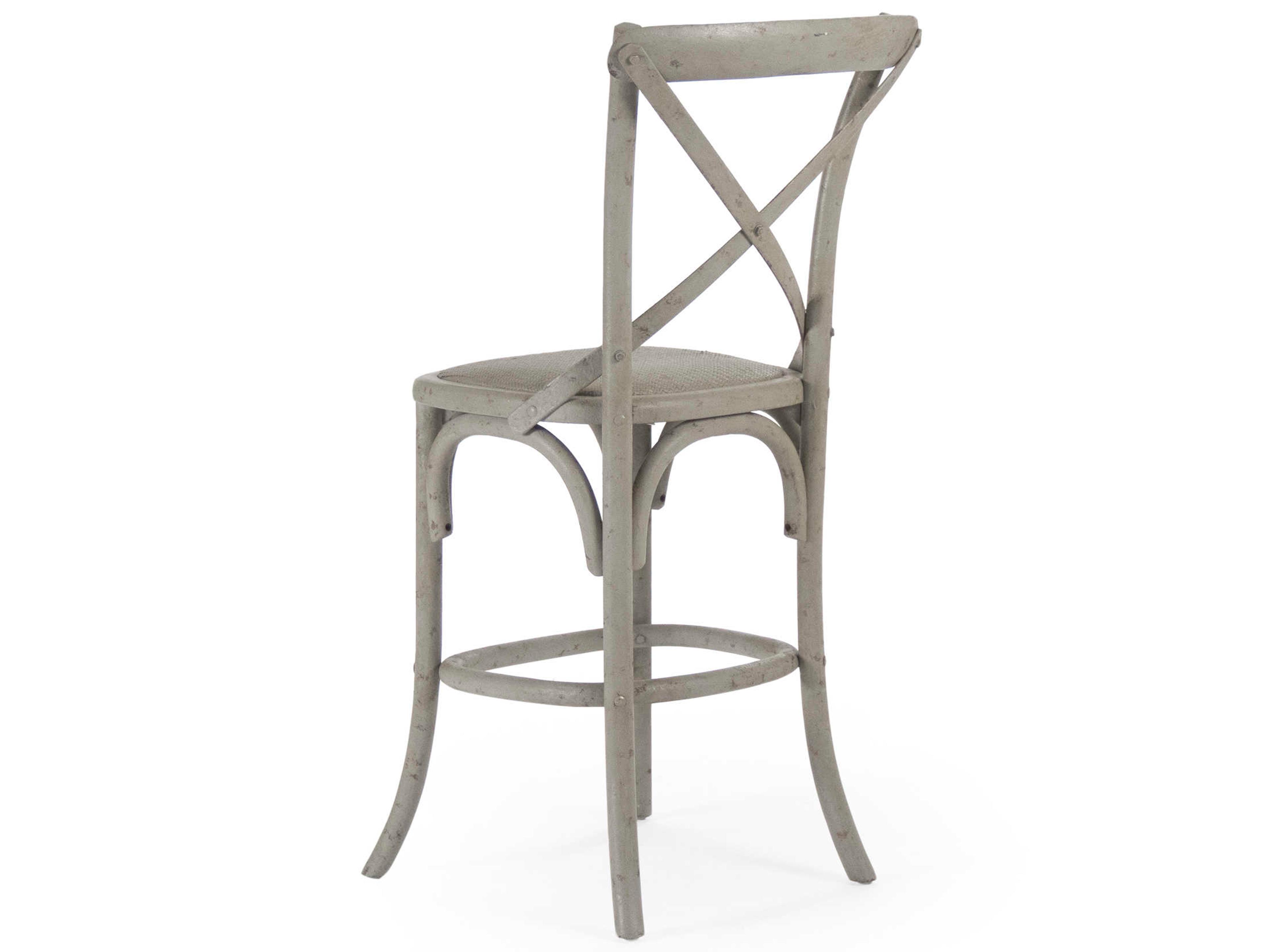 Zentique Parisienne Birch Wood Faux Olive Green Counter Stool