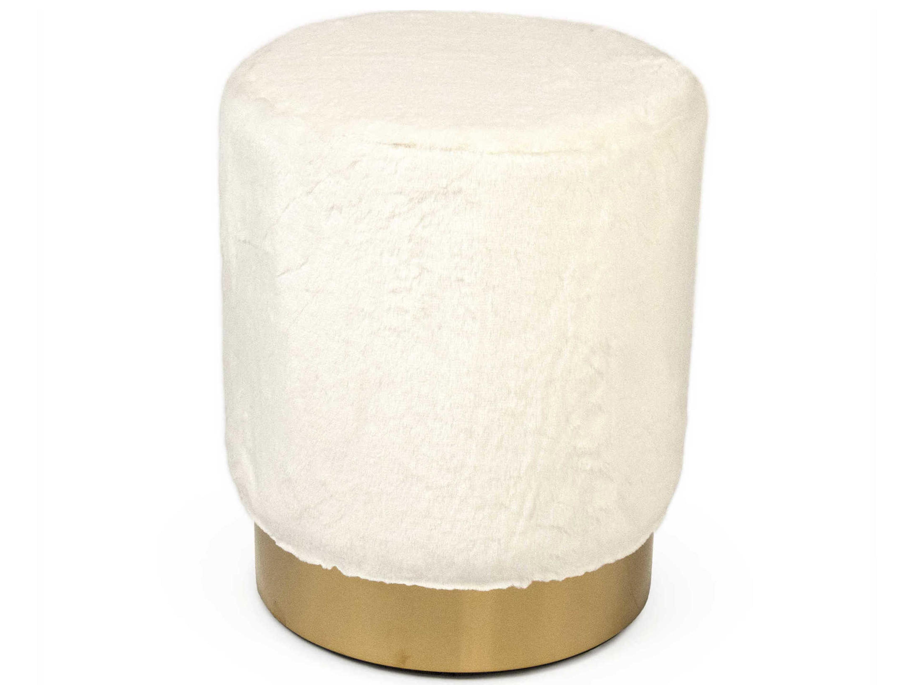 White Faux Upholstered Accent Stool