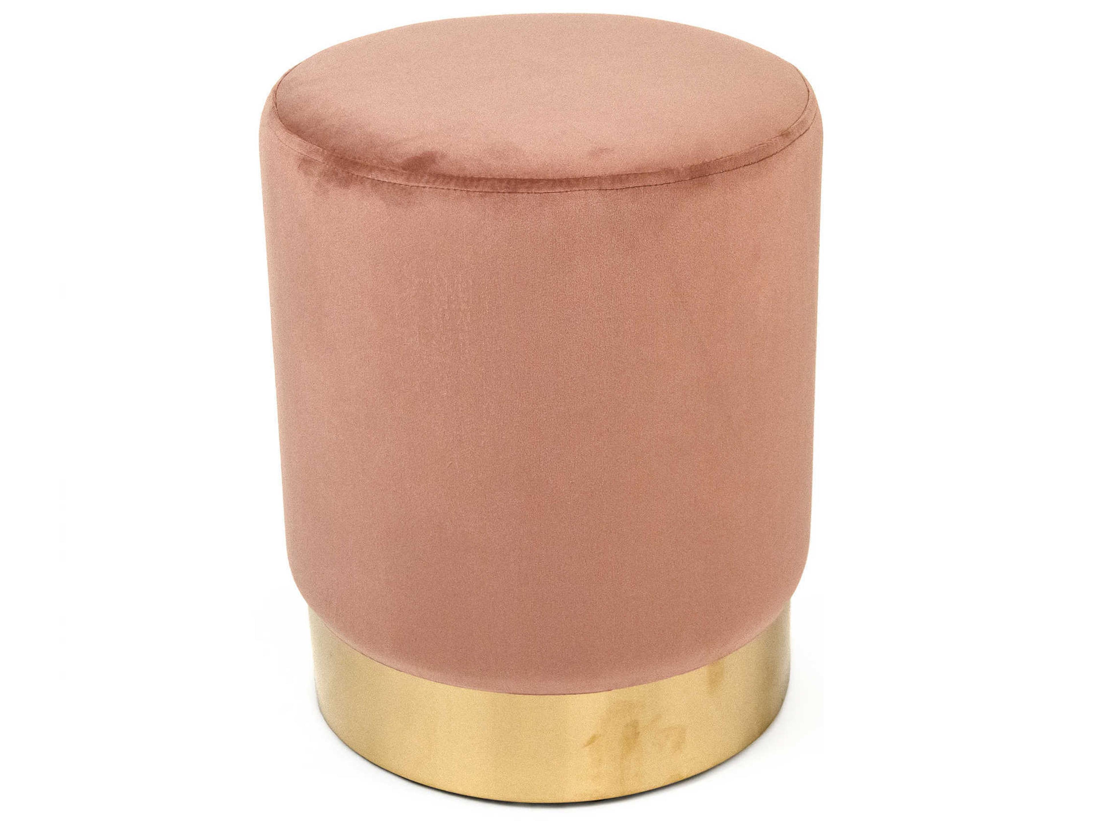 Rose Velvet Pink Upholstered Accent Stool