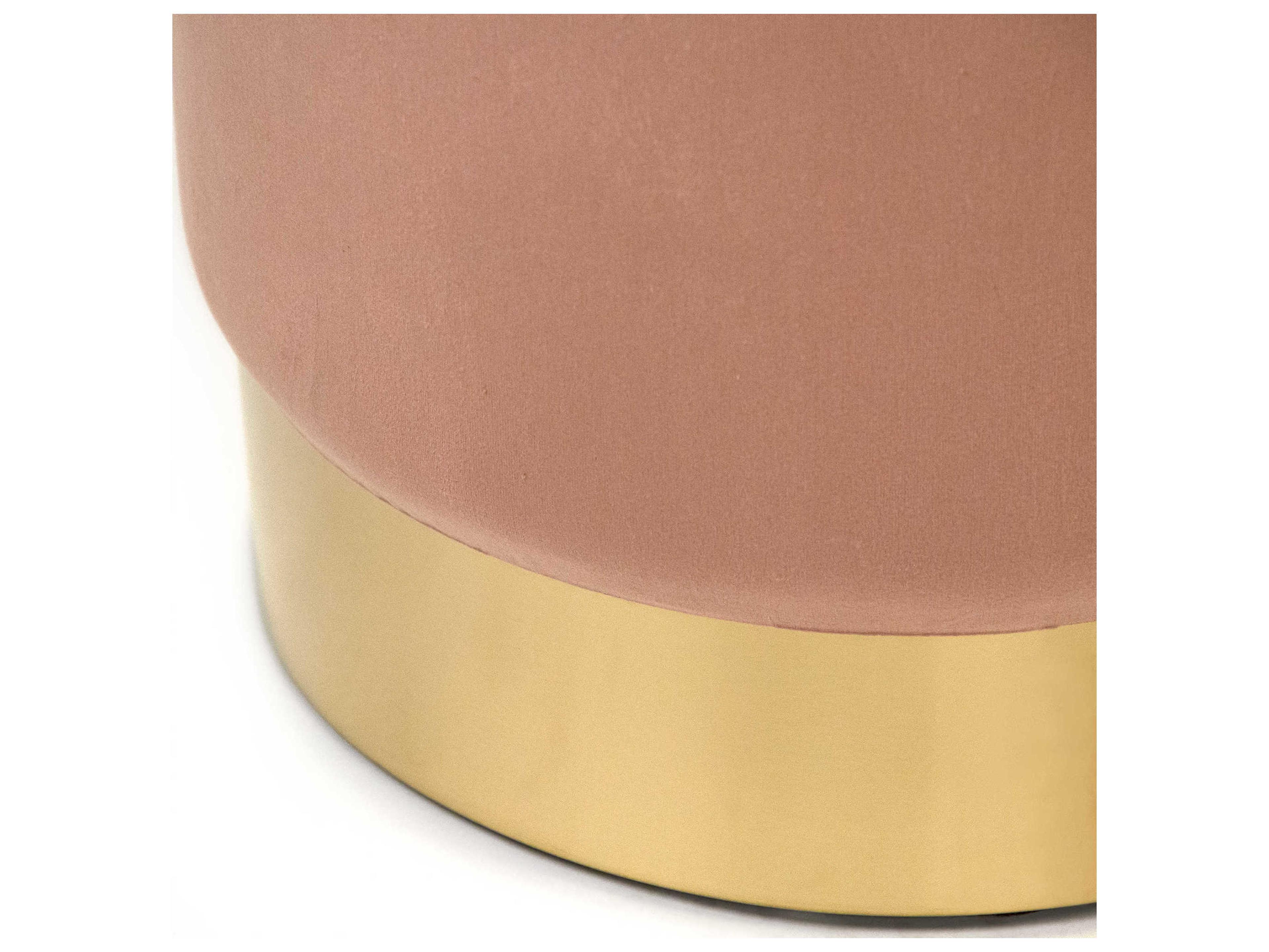 Zentique Rose Velvet Pink Upholstered Accent Stool