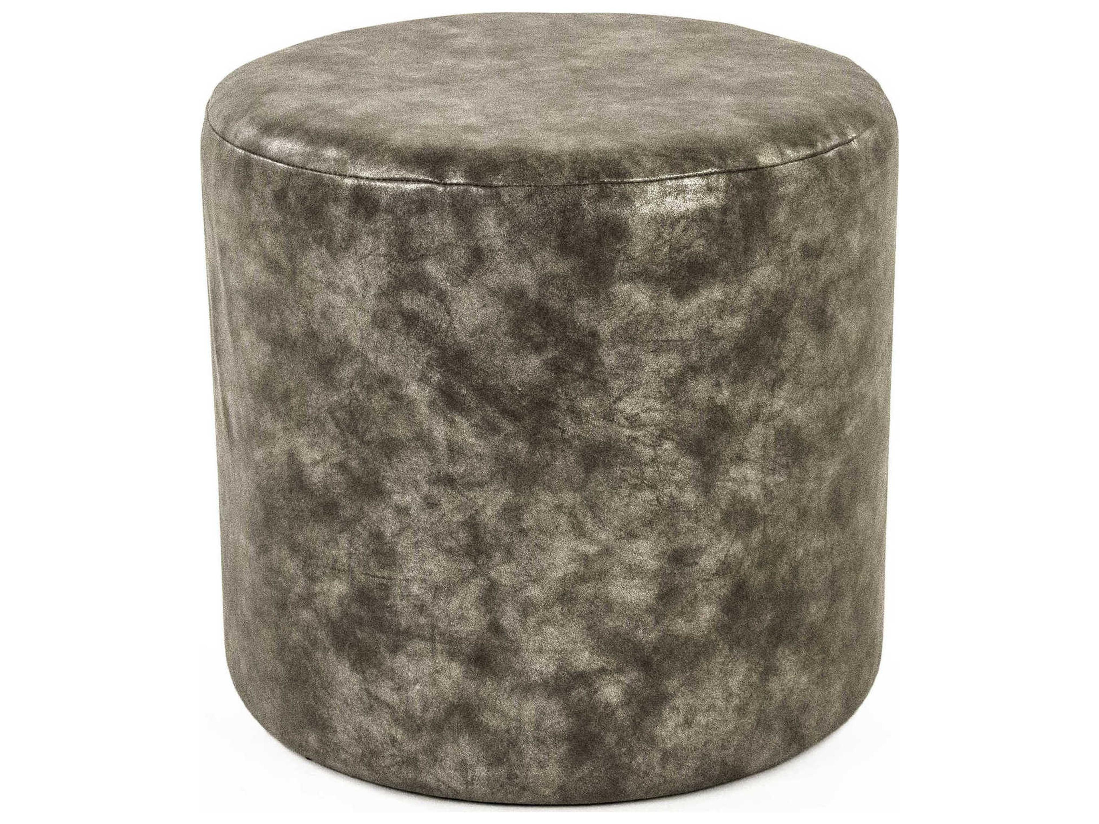 Zentique Distressed Grey Faux Leather Accent Stool