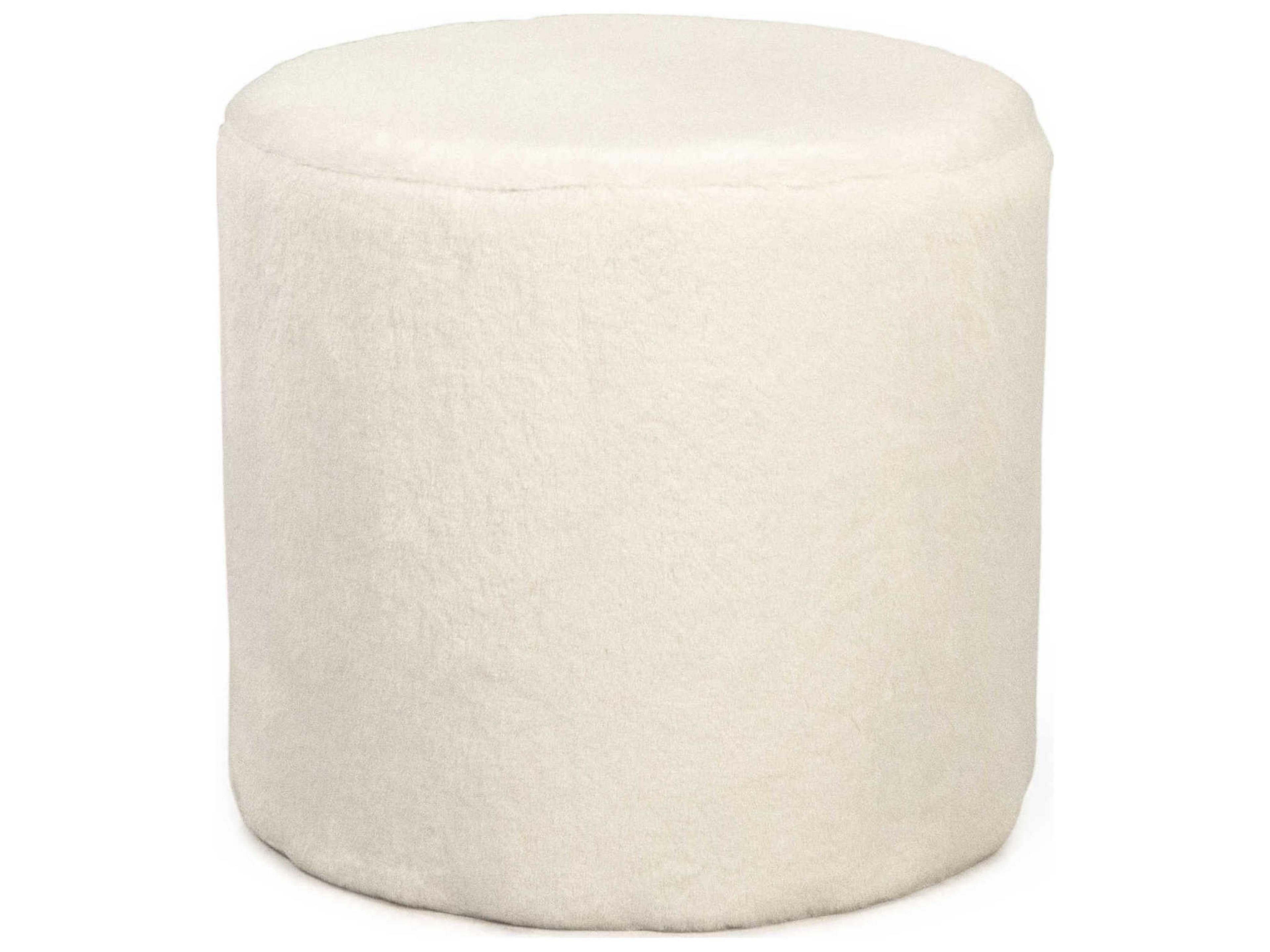 White Faux Upholstered Accent Stool