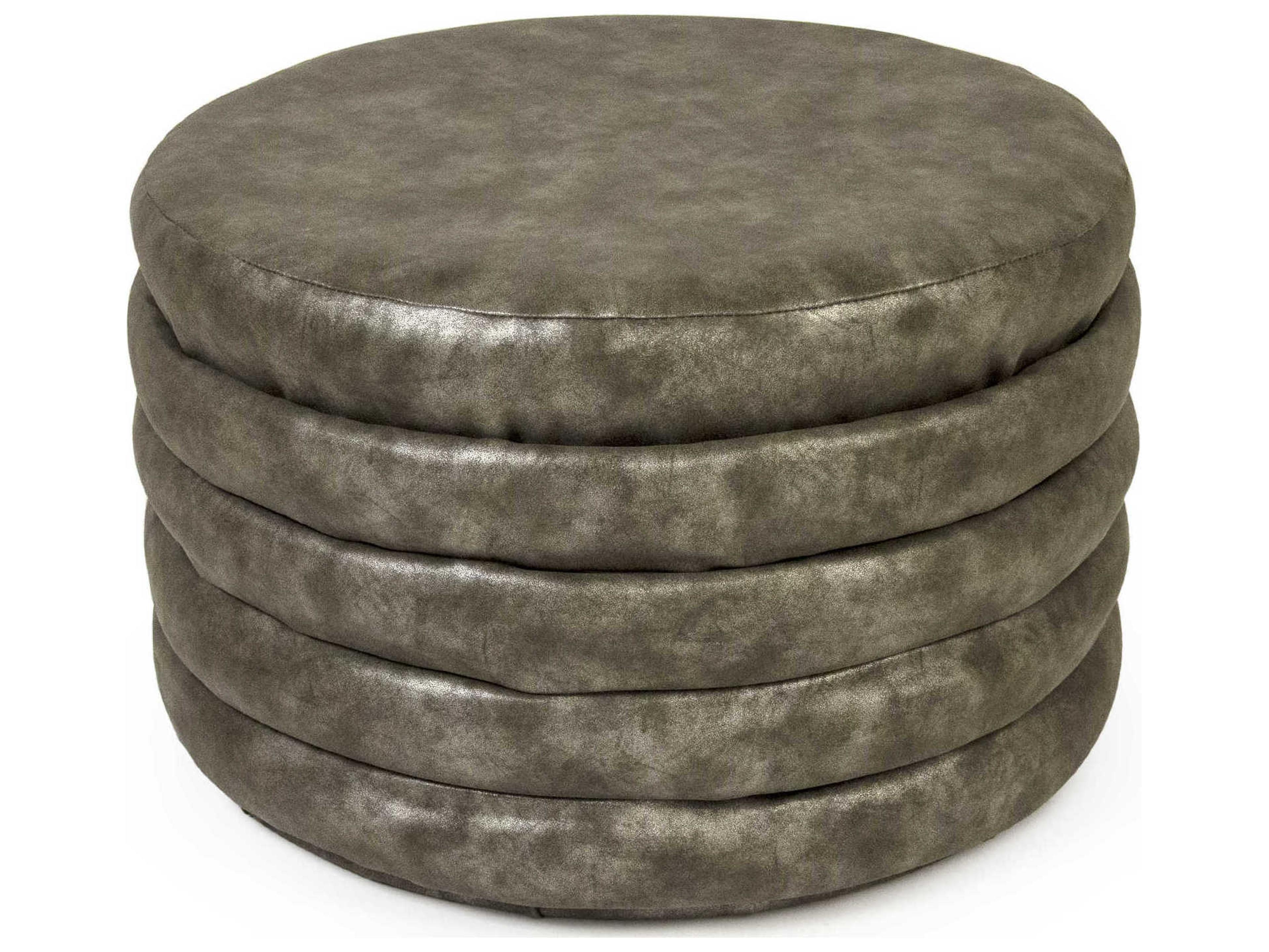 Zentique Distressed Grey Ottoman
