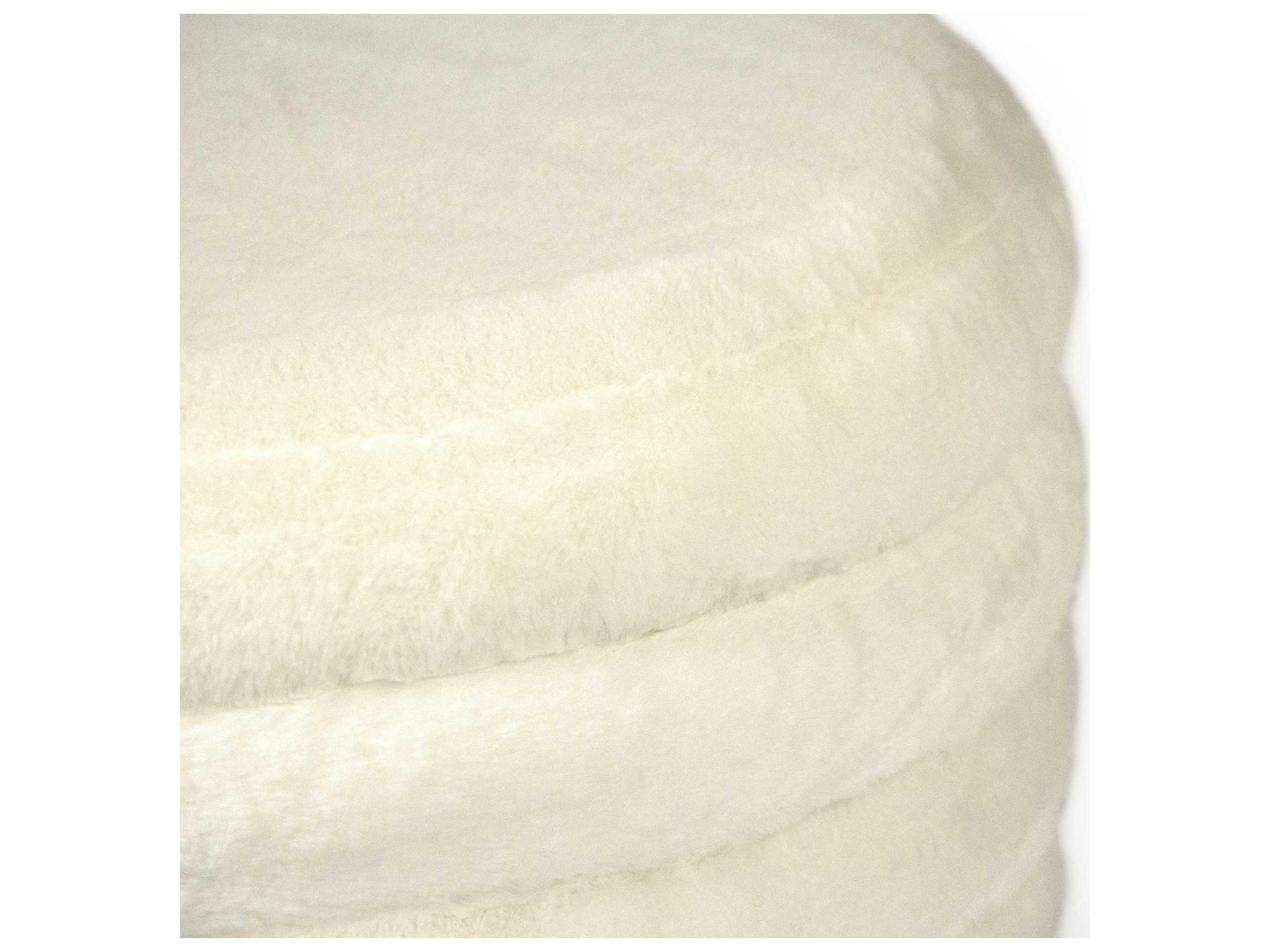 Zentique White Faux Fur Velvet Upholstered Ottoman