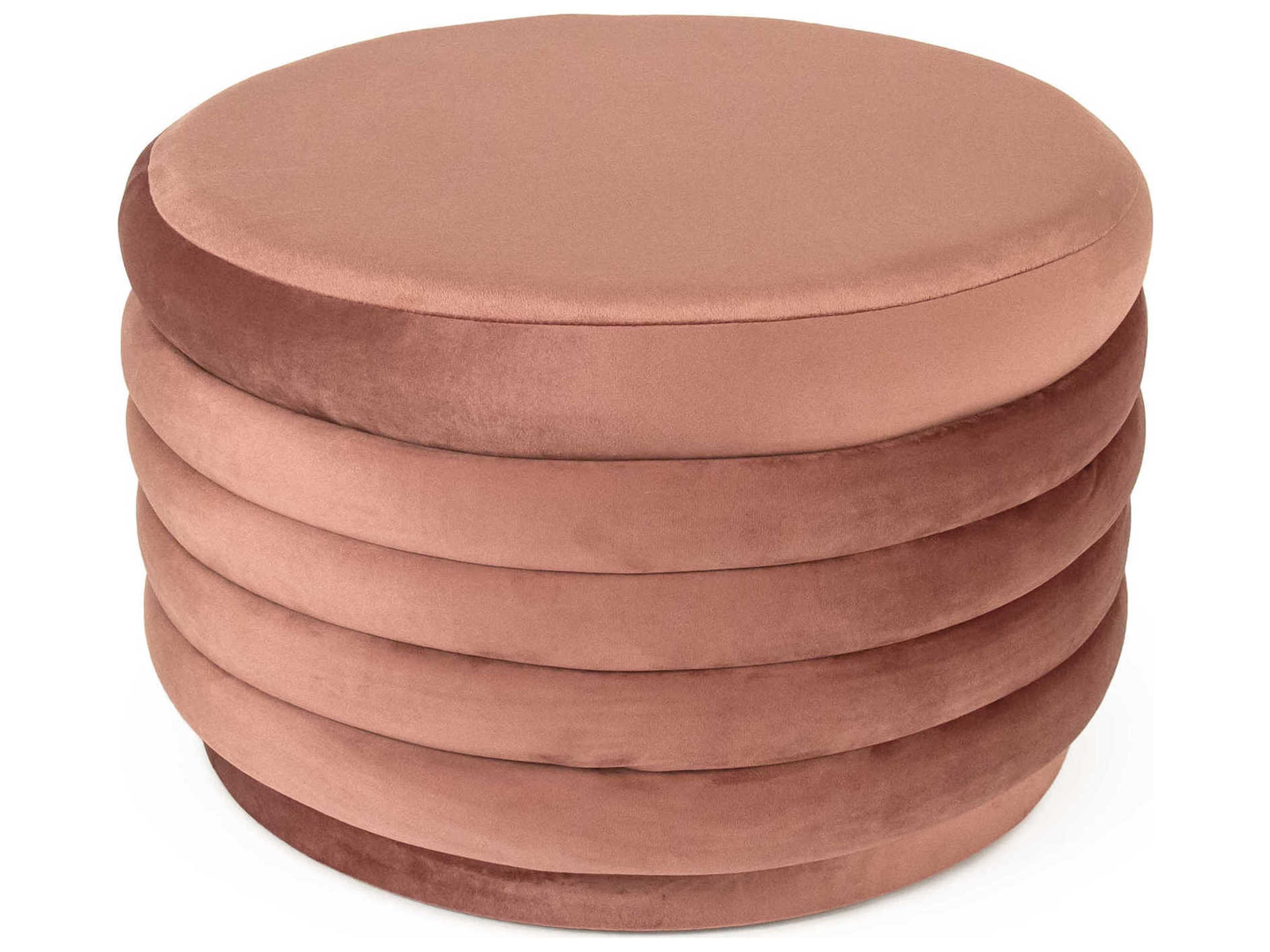 Zentique Mauve Rose Velvet Pink Upholstered Ottoman