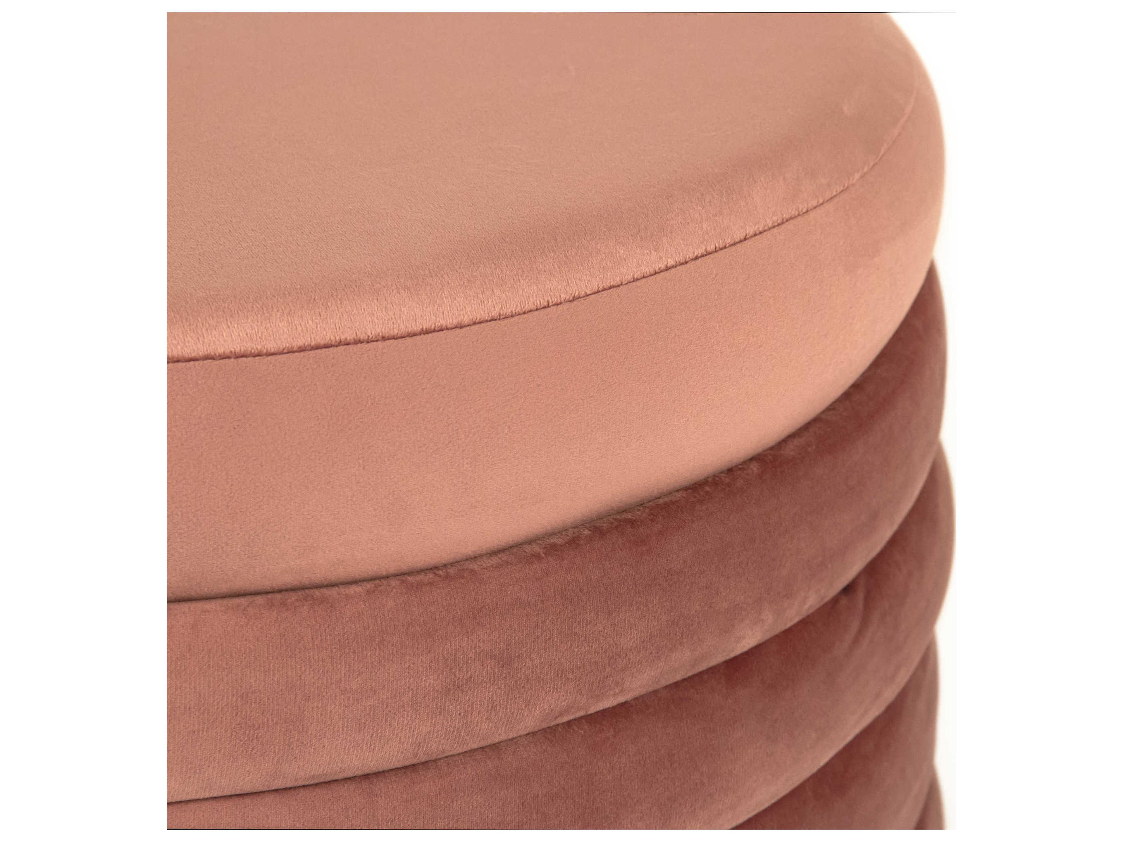Zentique Mauve Rose Velvet Pink Upholstered Ottoman