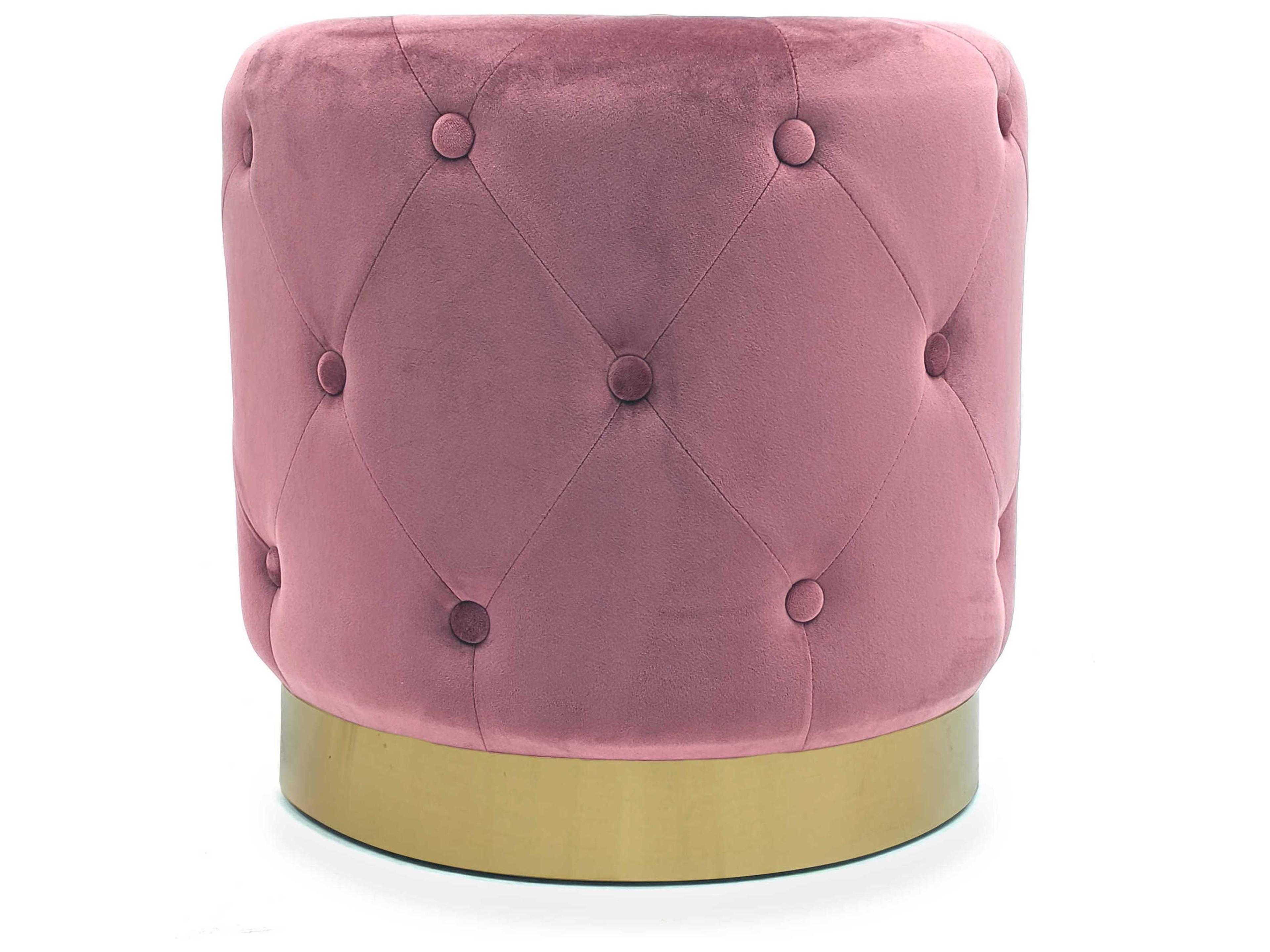 Mauve Rose Velvet Pink Upholstered Accent Stool