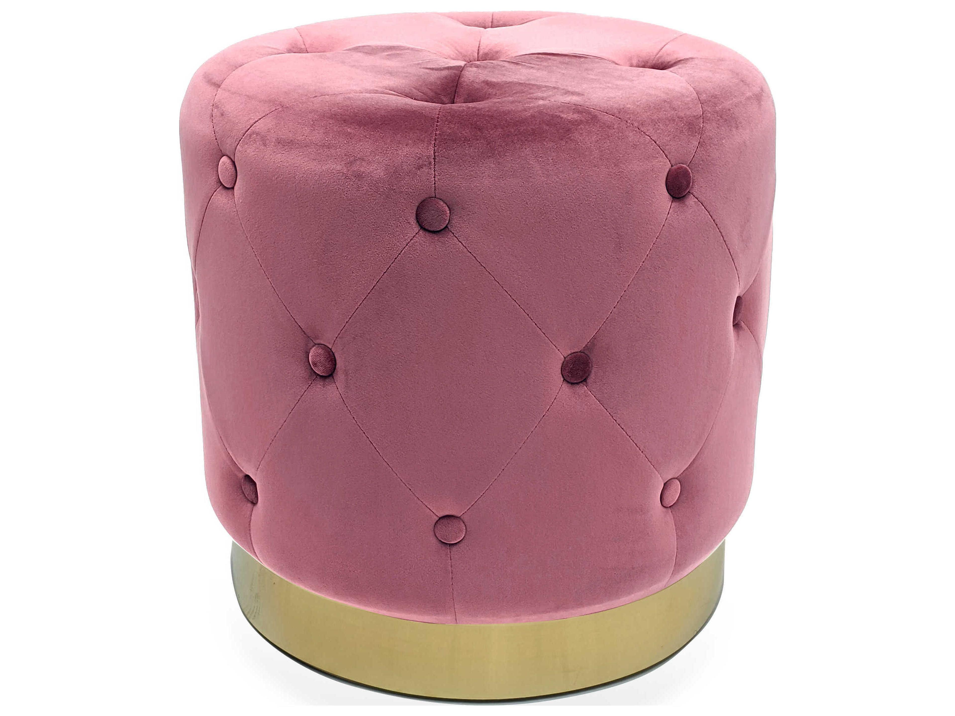 Zentique Mauve Rose Velvet Pink Upholstered Accent Stool