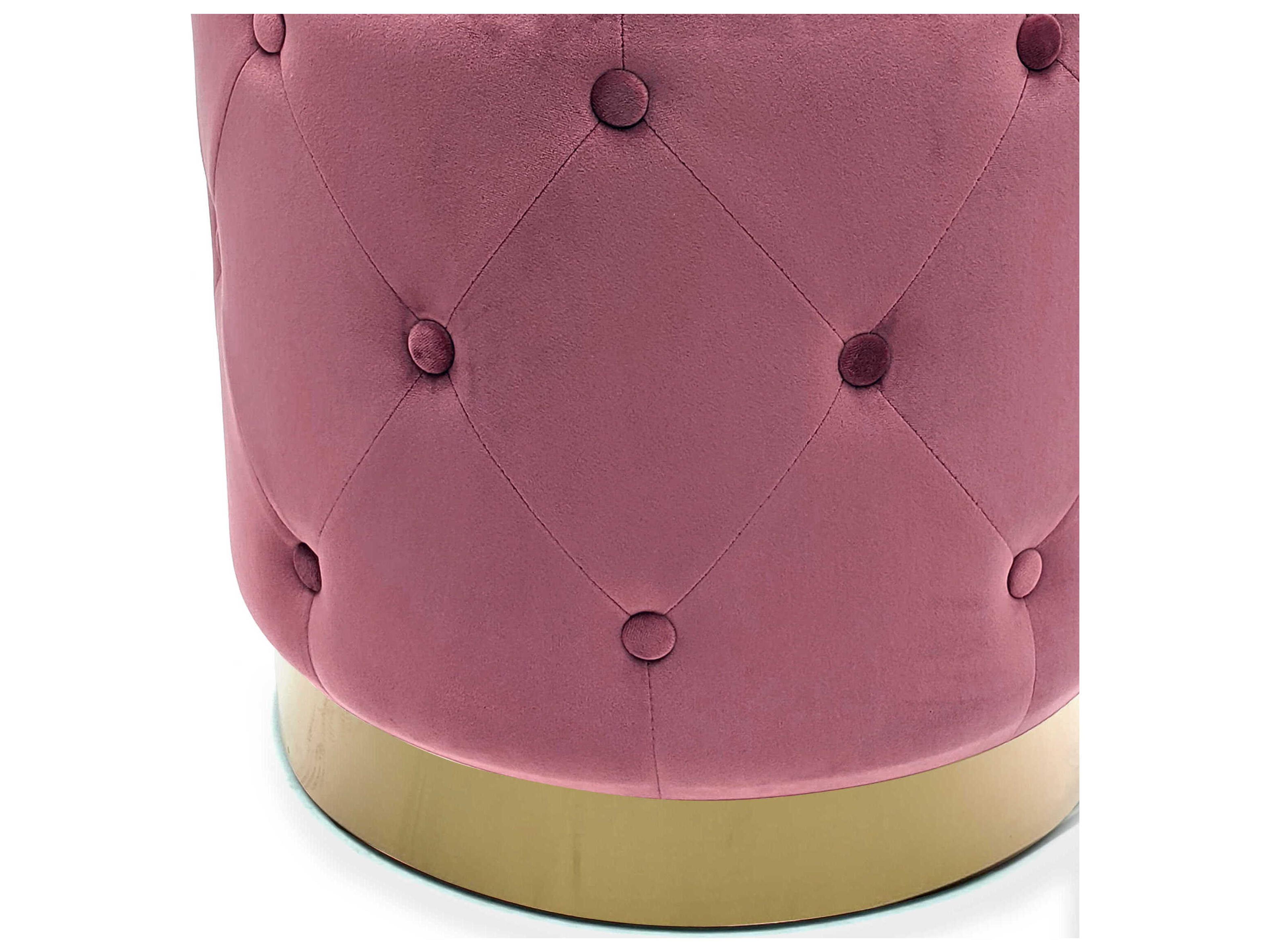 Zentique Mauve Rose Velvet Pink Upholstered Accent Stool