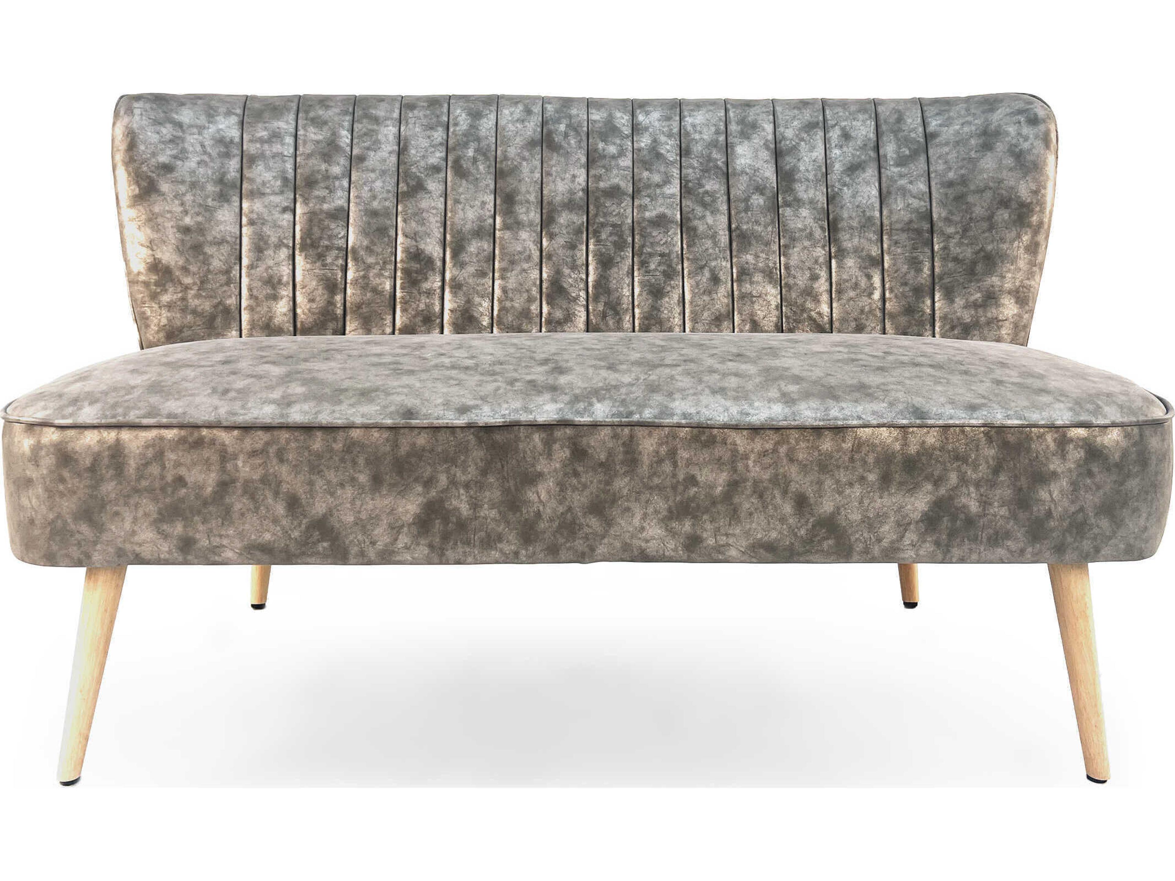 Zentique Distressed Grey Pu Leather Accent Bench