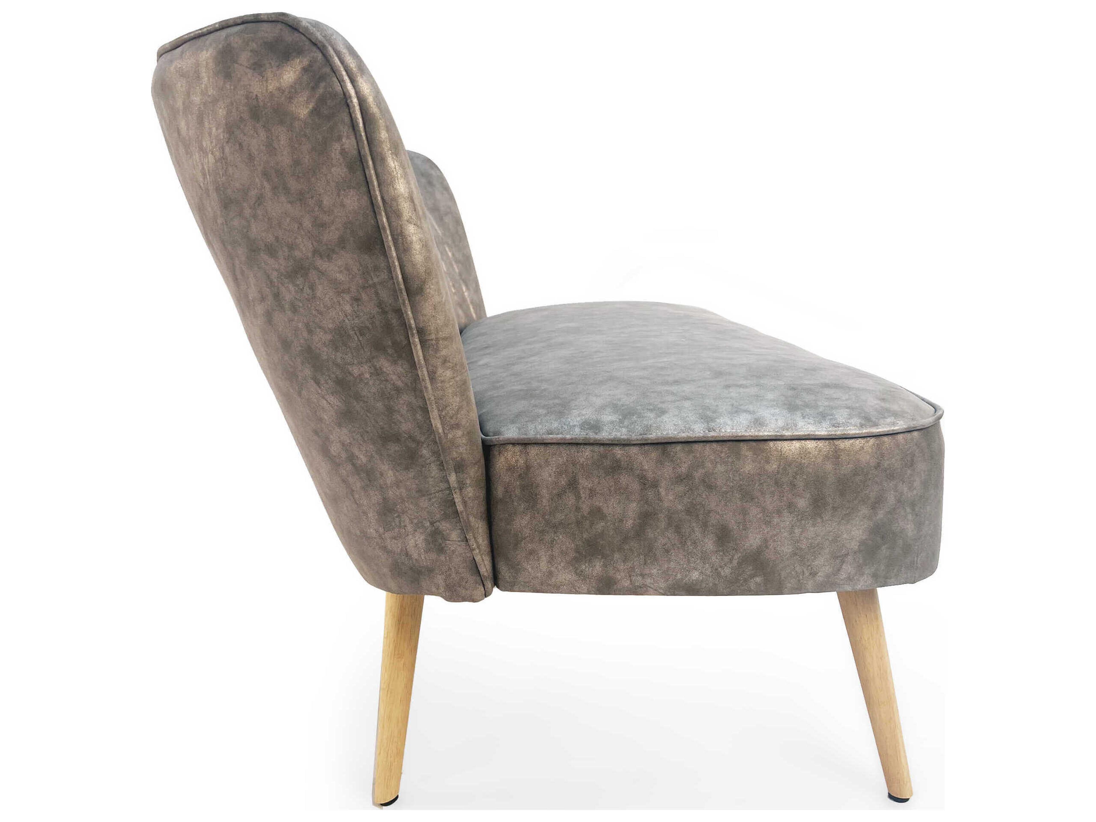 Zentique Distressed Grey Pu Leather Accent Bench