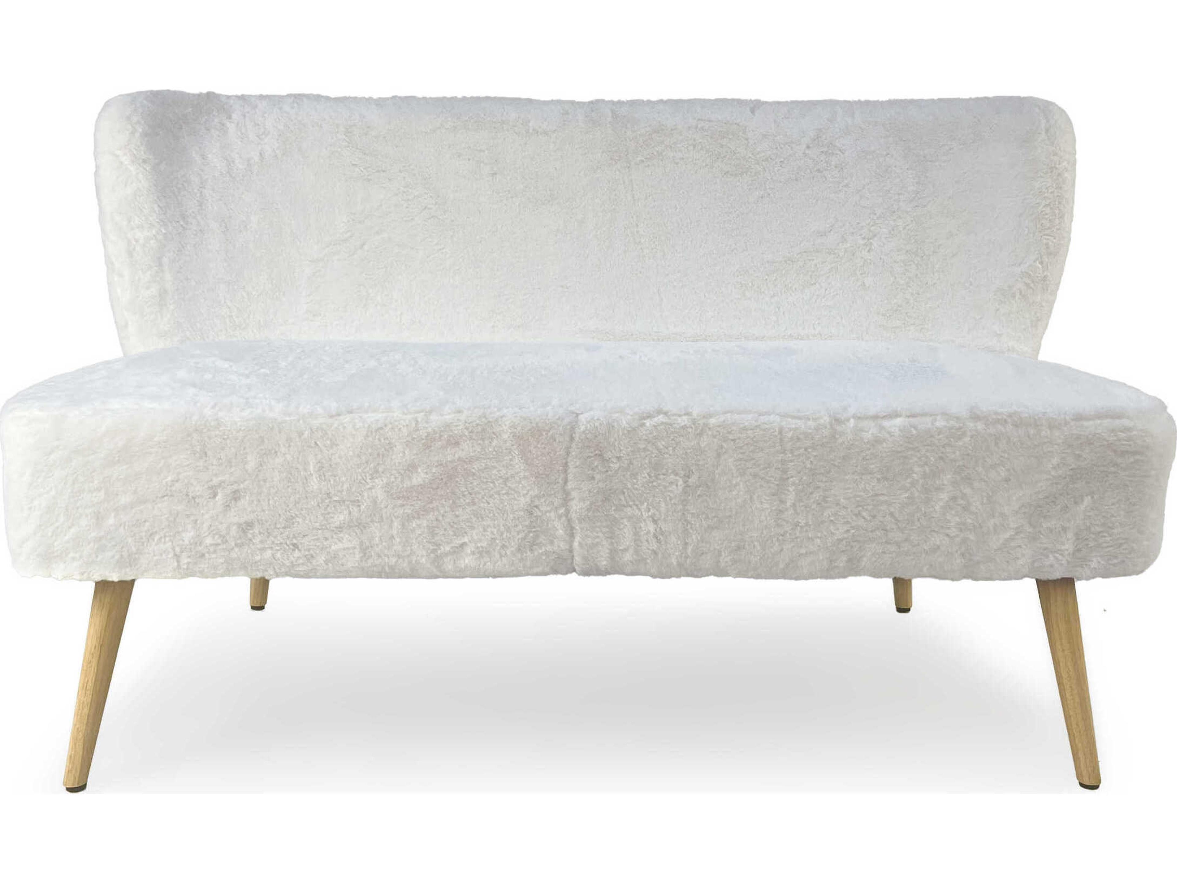 Zentique White Faux Fur Accent Bench