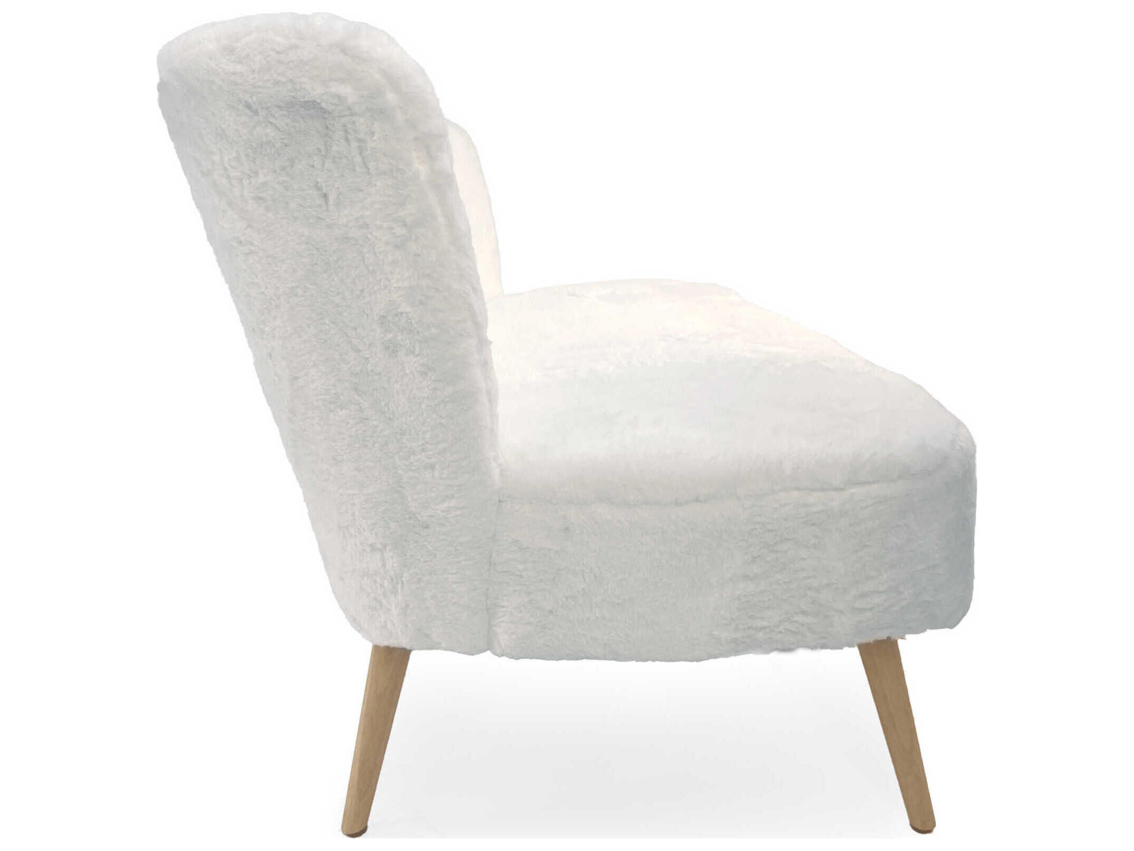 Zentique White Faux Fur Accent Bench