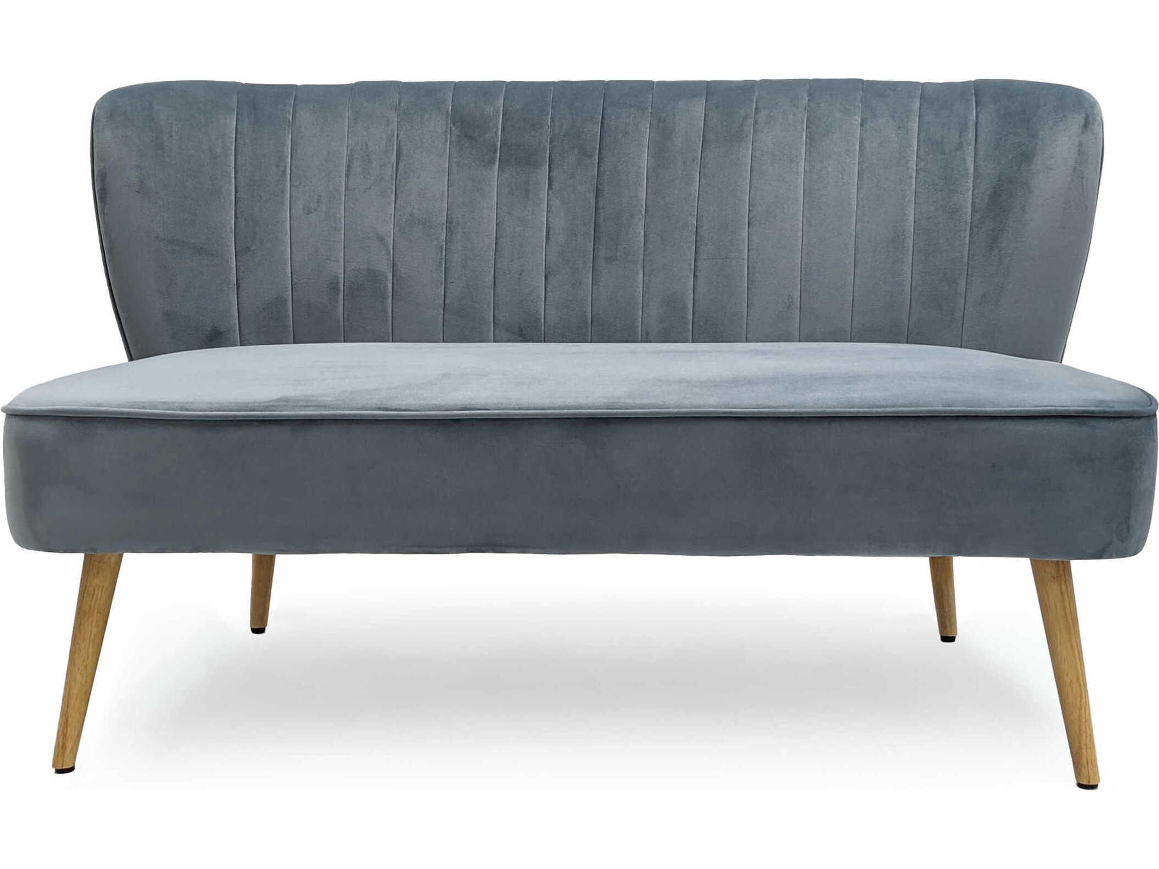 Pale Blue Velvet Upholstered Accent Bench