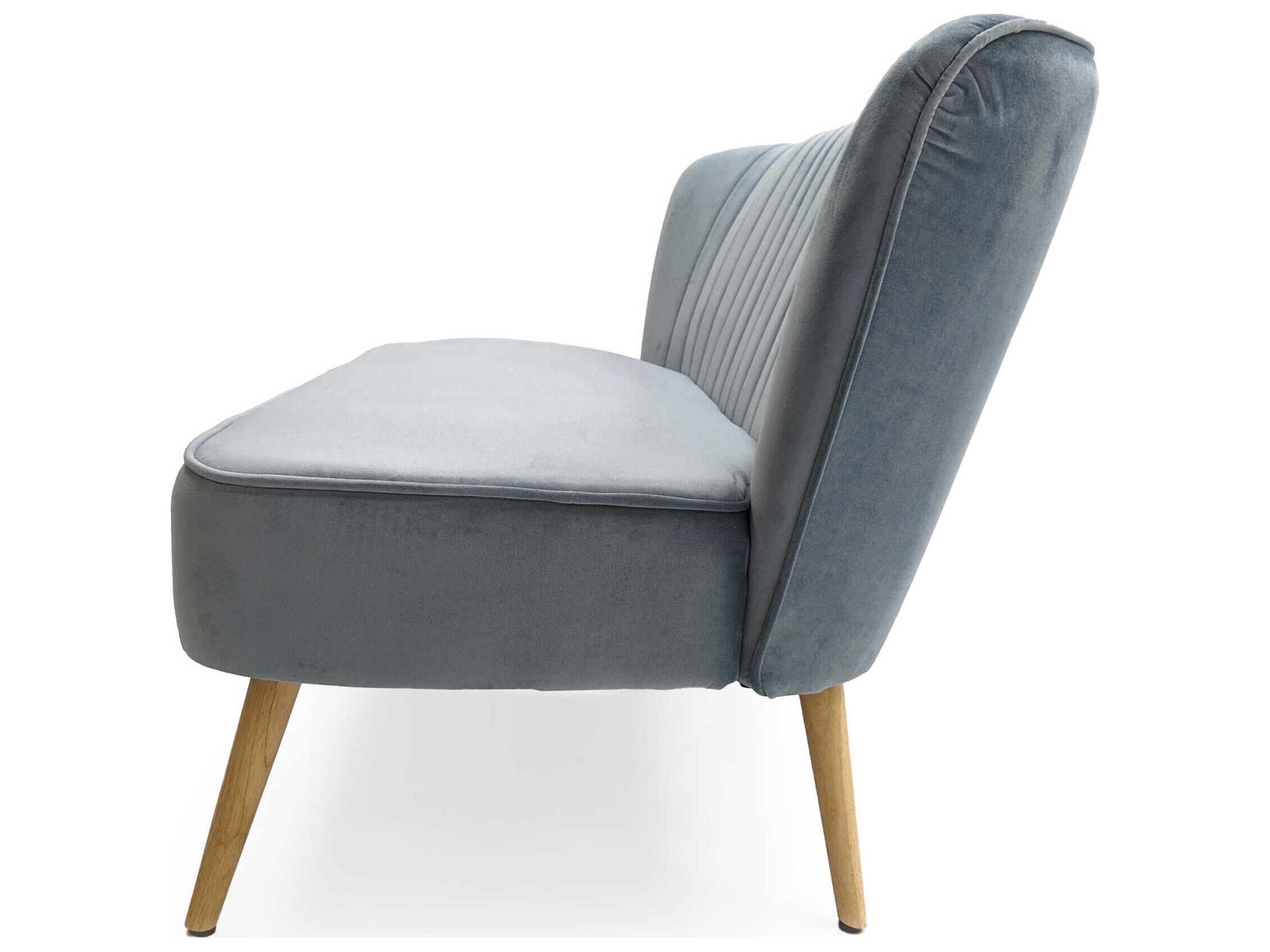 Zentique Pale Blue Velvet Upholstered Accent Bench