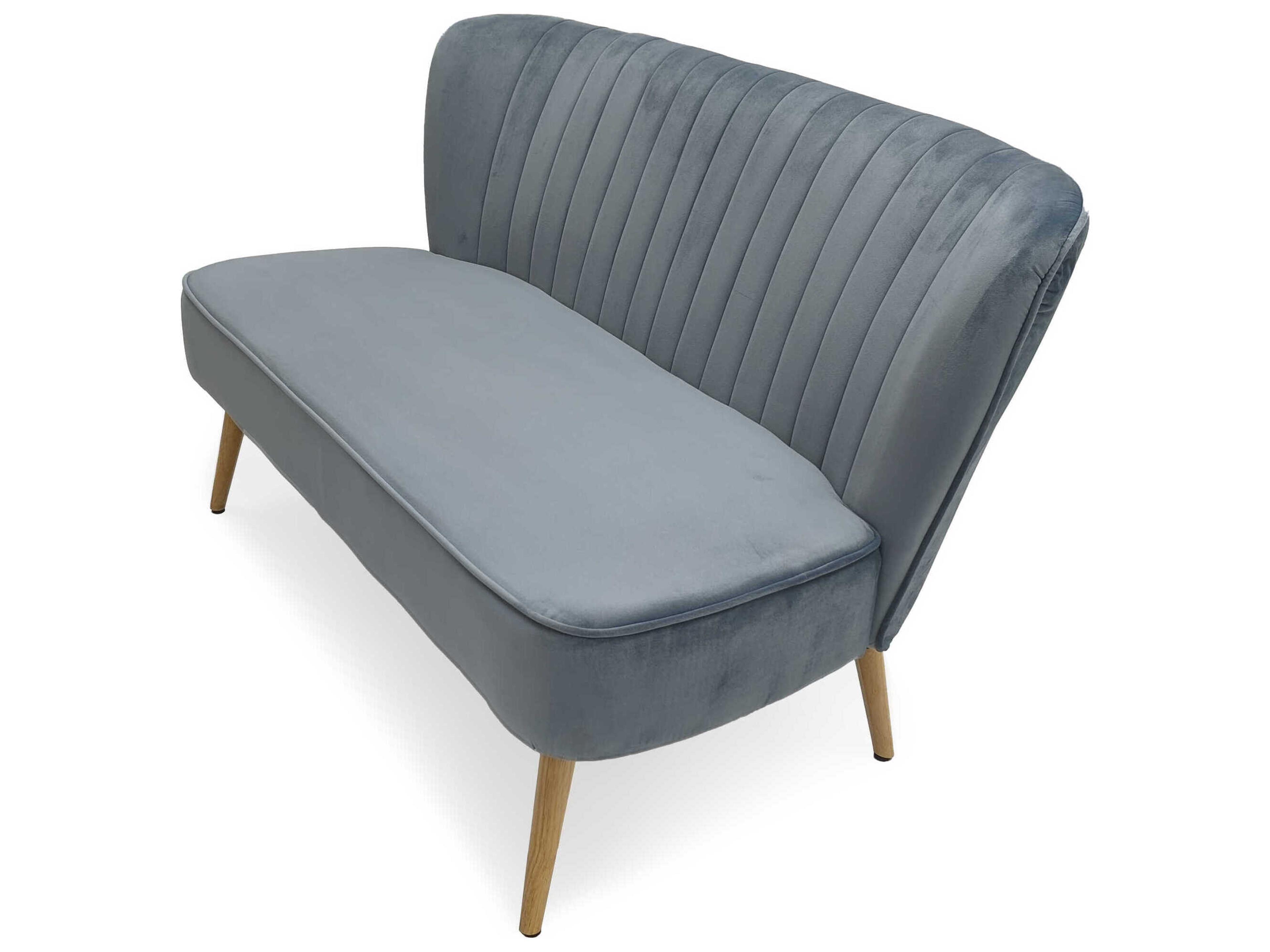 Zentique Pale Blue Velvet Upholstered Accent Bench