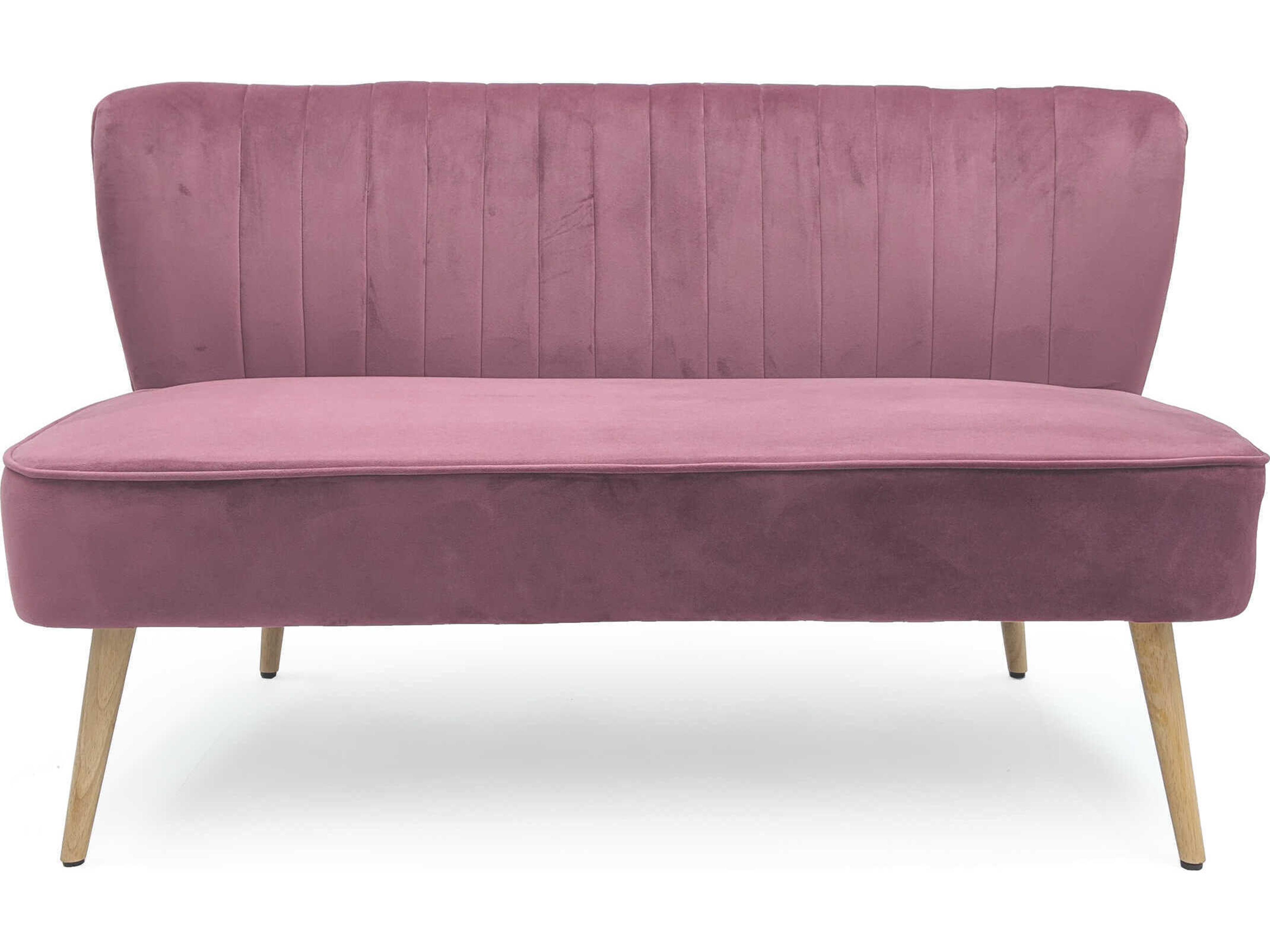 Mauve Rose Velvet Purple Upholstered Accent Bench