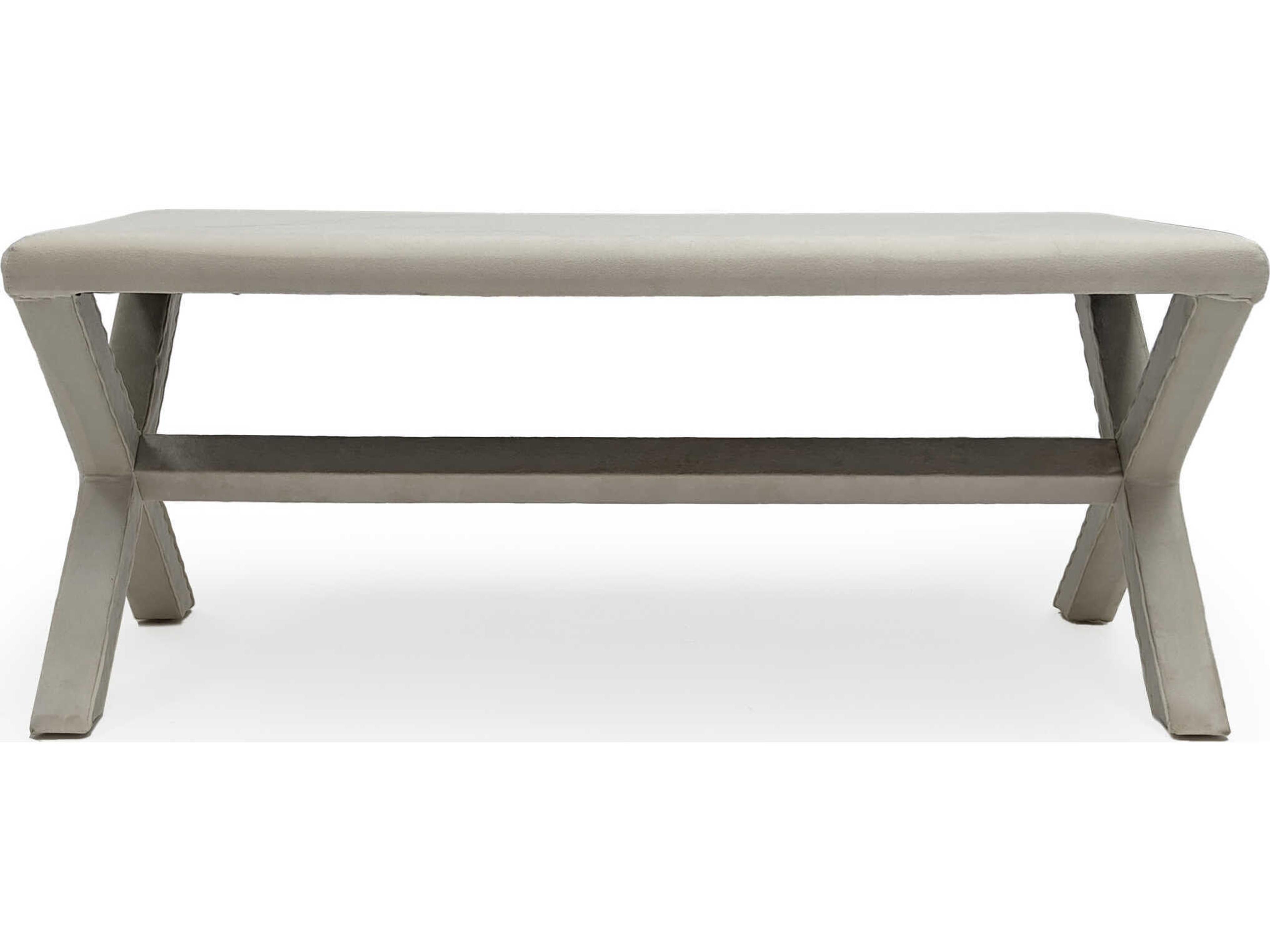 White Velvet Upholstered Accent Bench