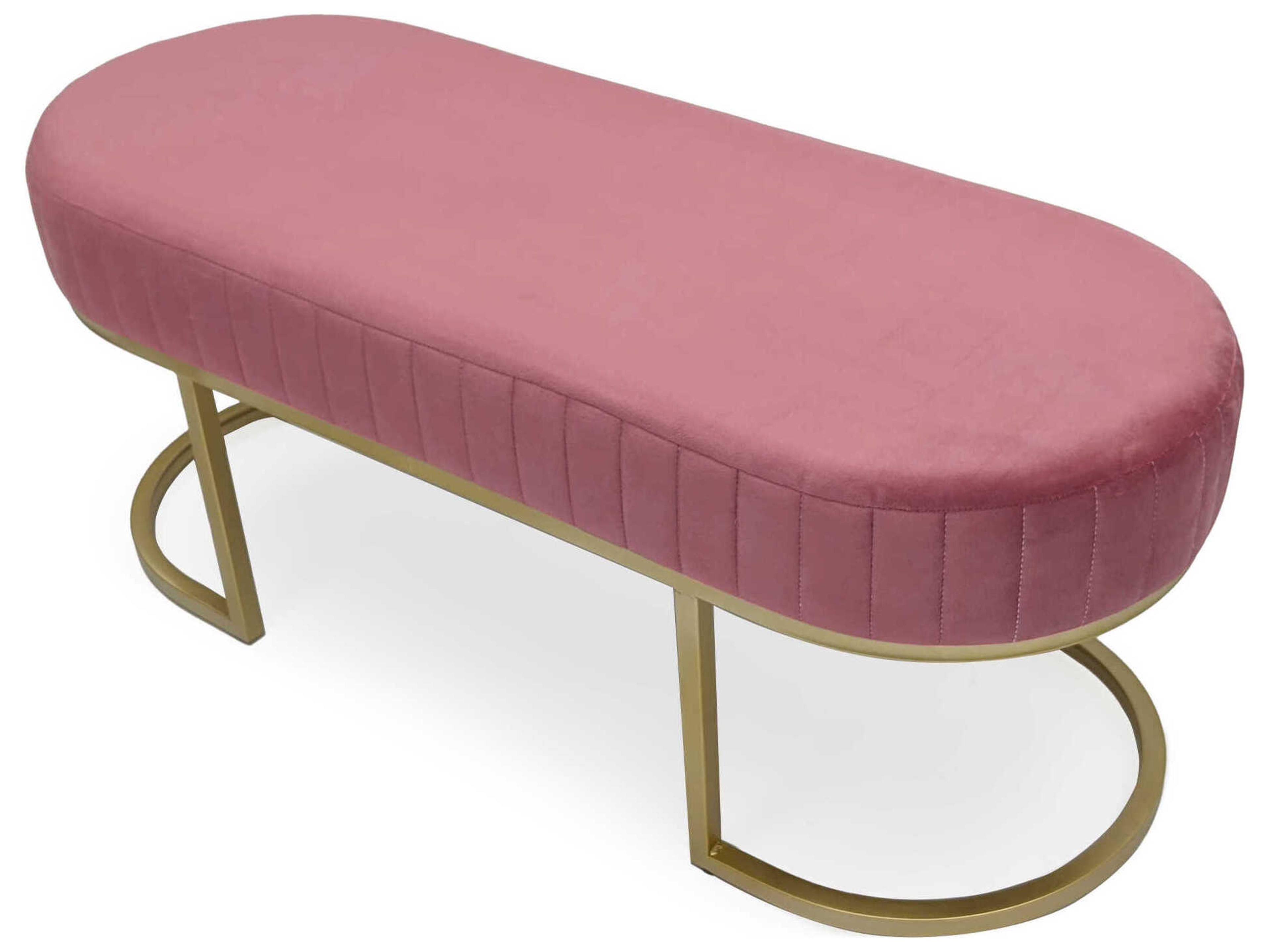 Zentique Mauve Rose Velvet Pink Upholstered Accent Bench