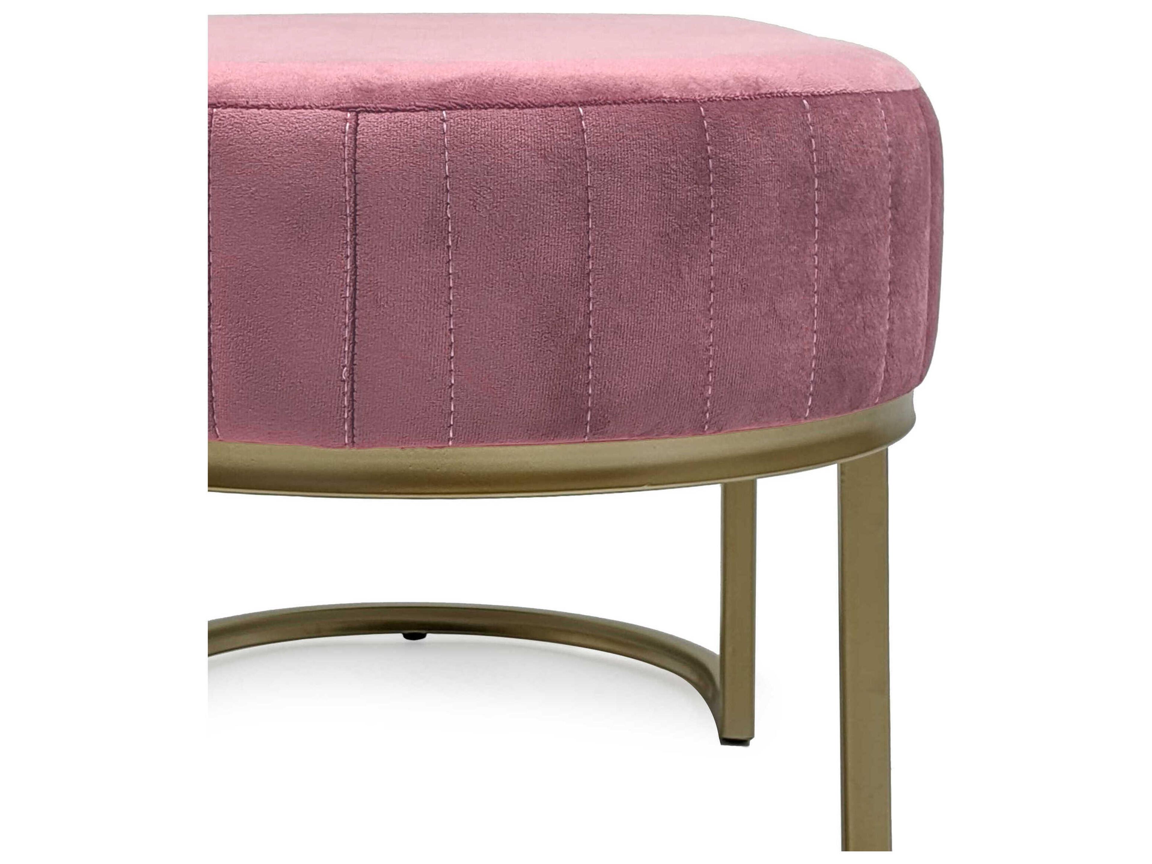 Zentique Mauve Rose Velvet Pink Upholstered Accent Bench