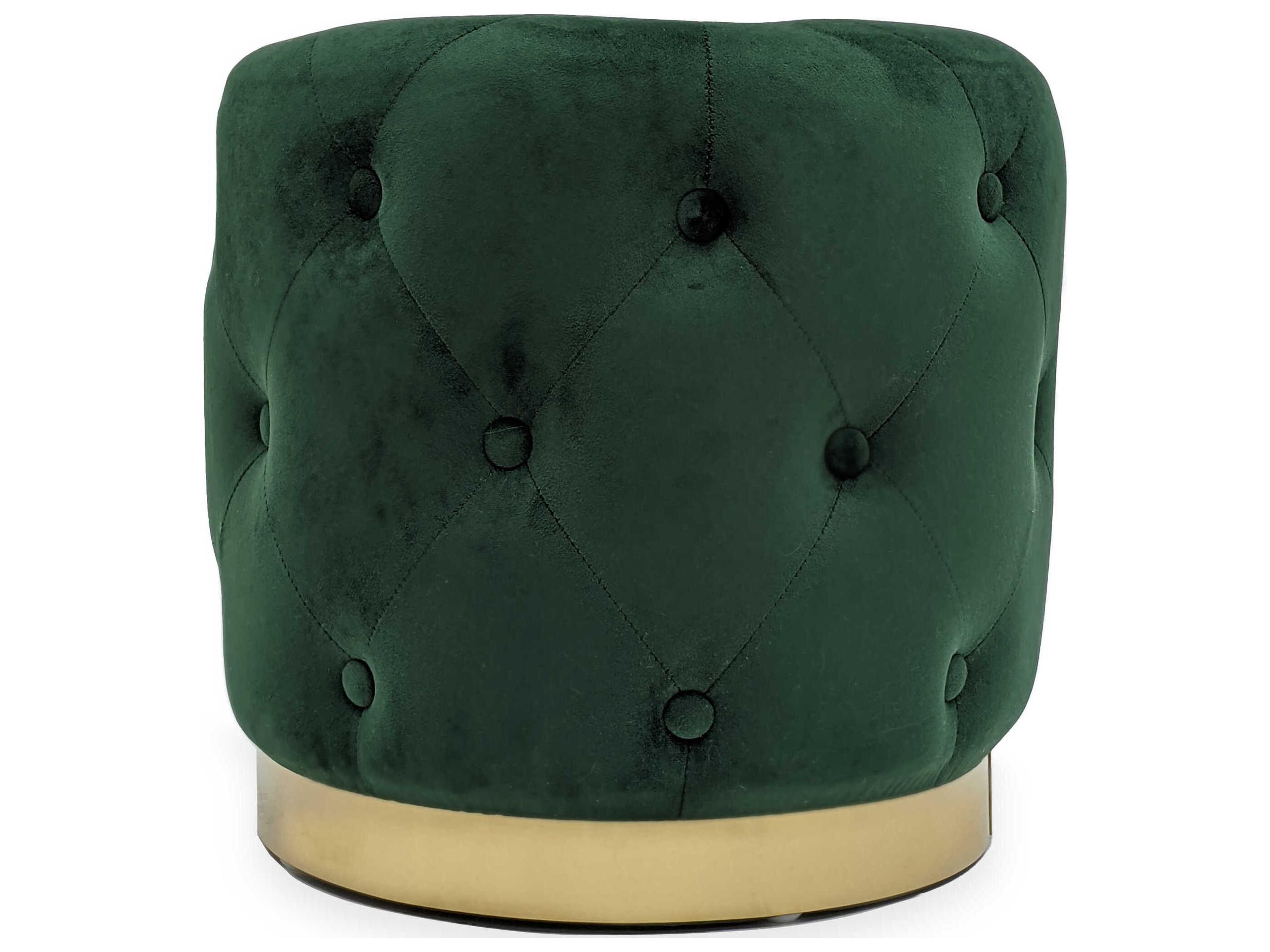Green Velvet Upholstered Accent Stool