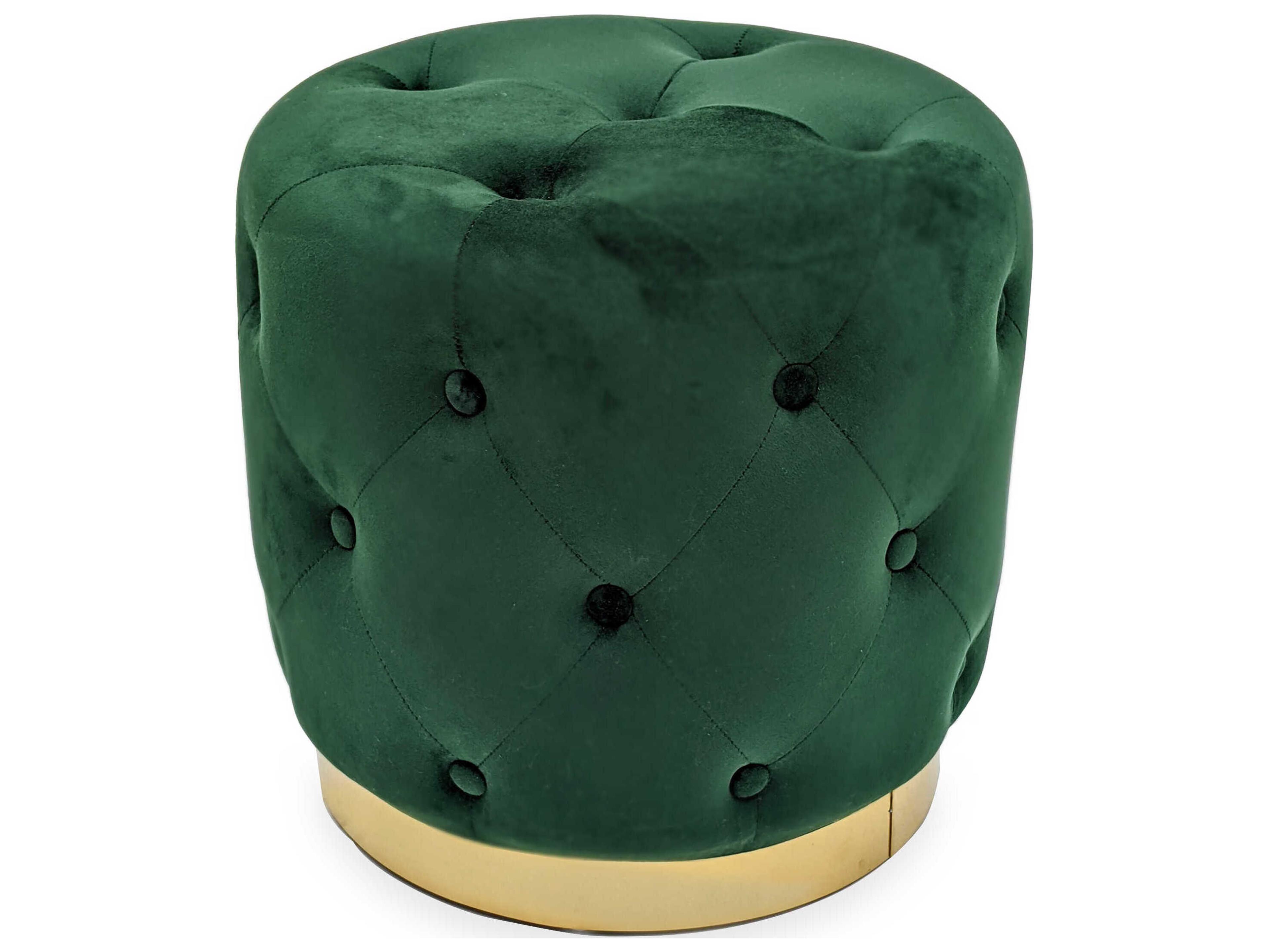 Zentique Green Velvet Upholstered Accent Stool
