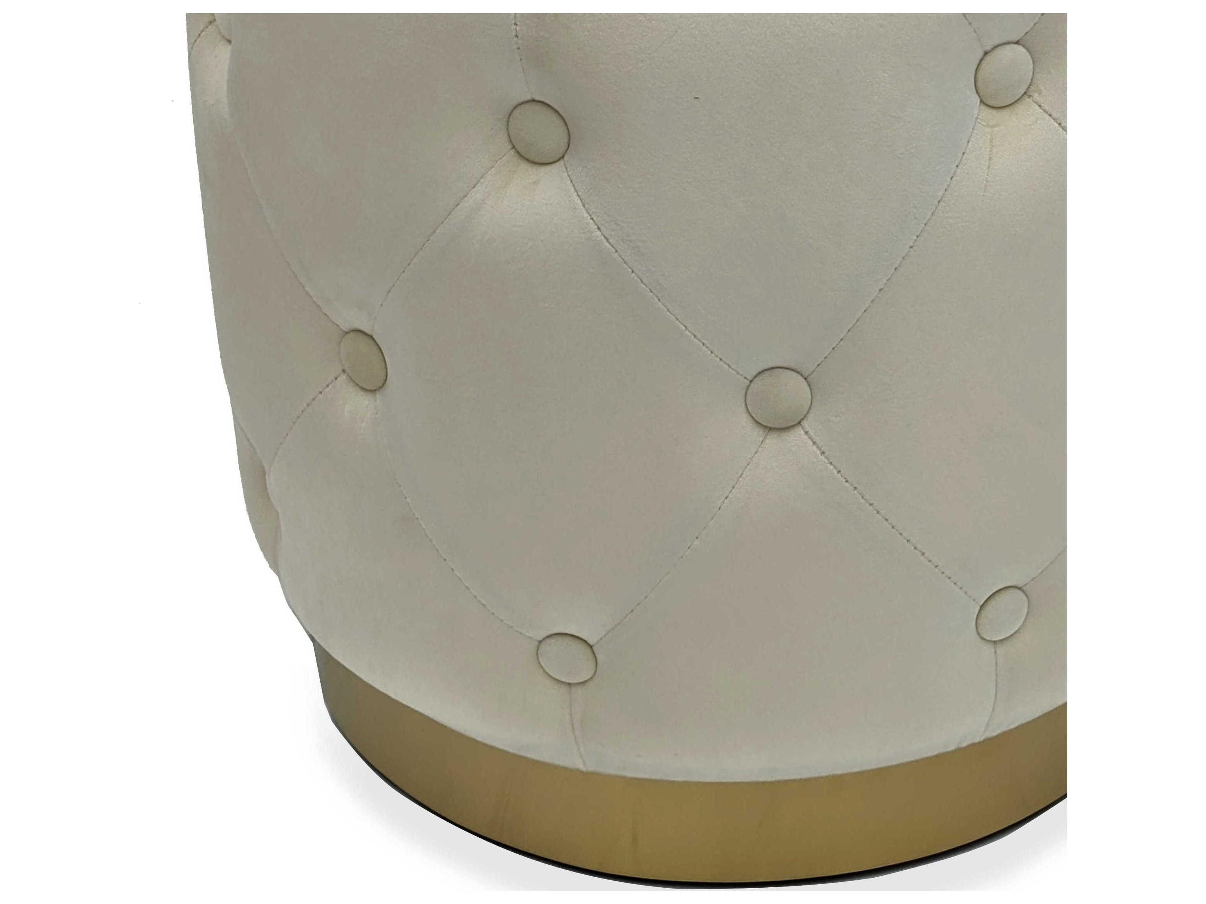 Zentique White Velvet Upholstered Accent Stool