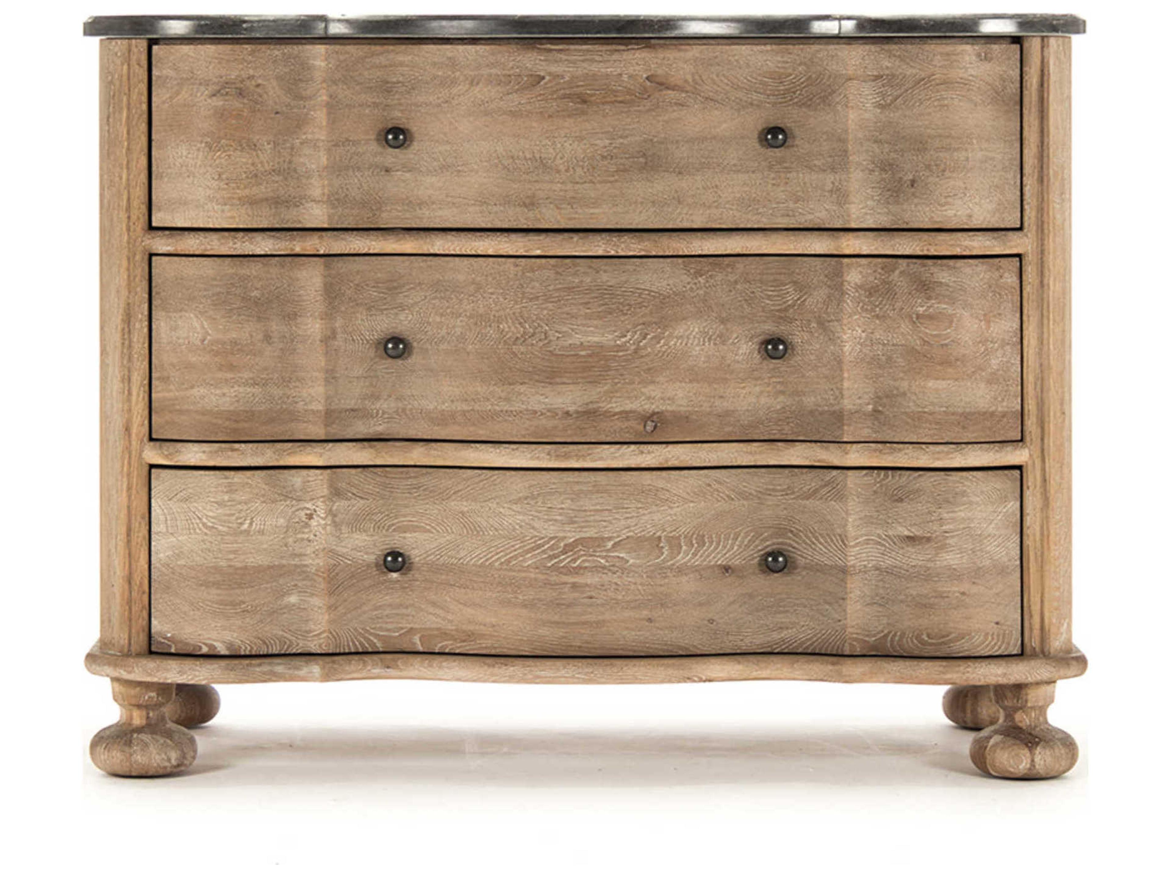 Zentique 3-Drawers Gray Oak Wood Dresser