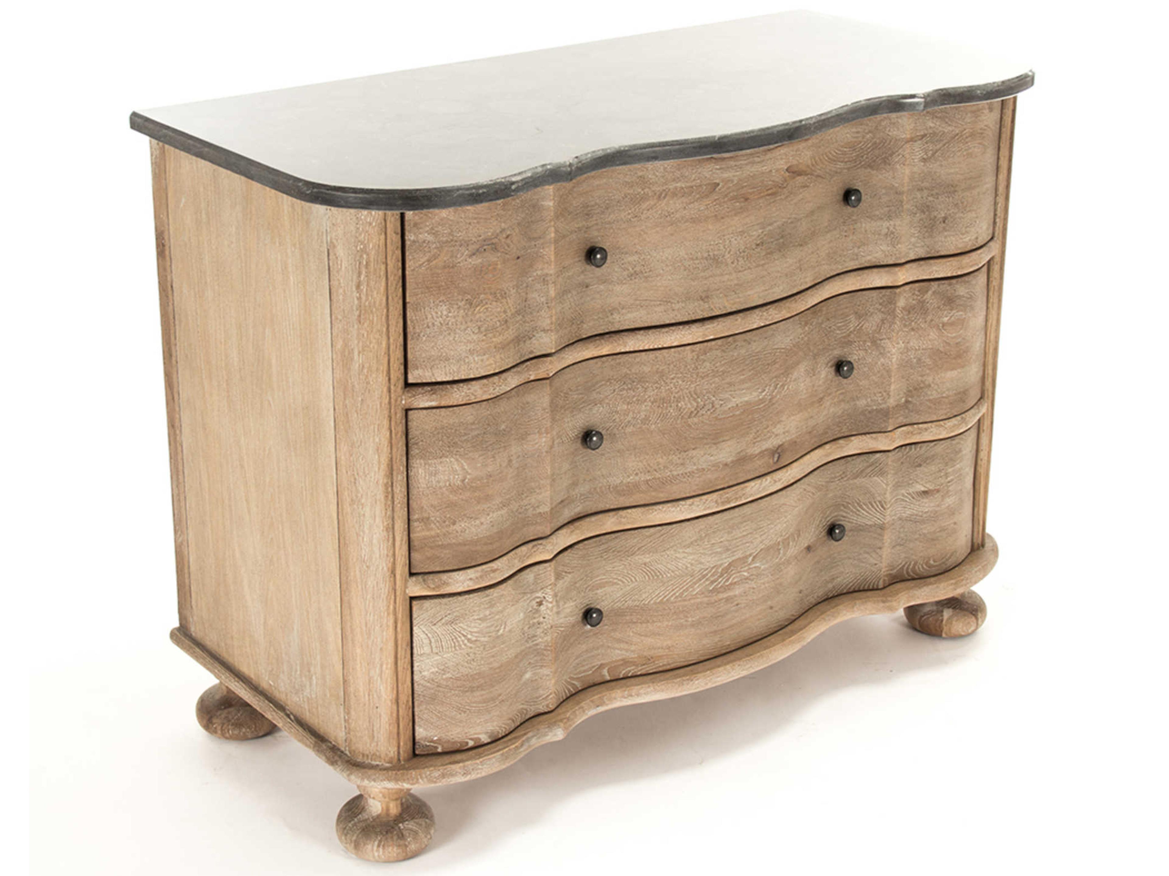 Zentique 3-Drawers Gray Oak Wood Dresser